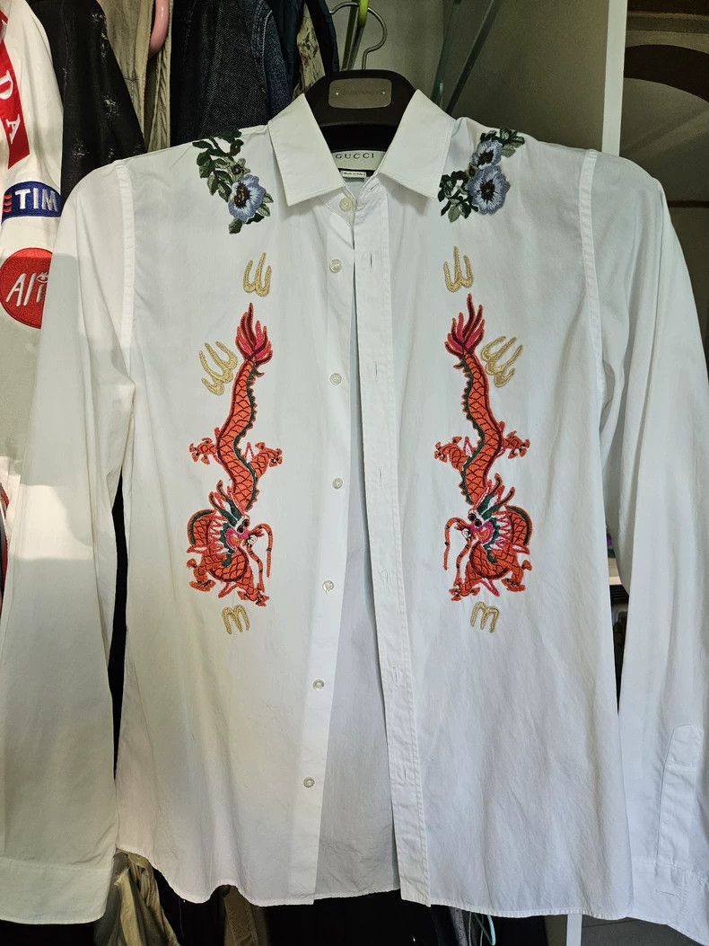 Gucci Gucci Embroidered Dragon Shirt - dmc Size US S / EU 44-46 / 1 - 1 Thumbnail
