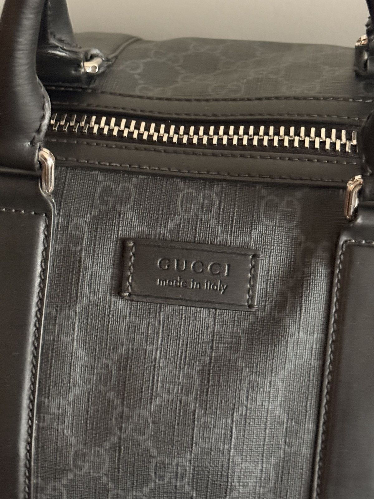 Gucci GUCCI GG Supreme Duffle Bag Black Monogram Weekender Travel Size ONE SIZE - 6 Thumbnail