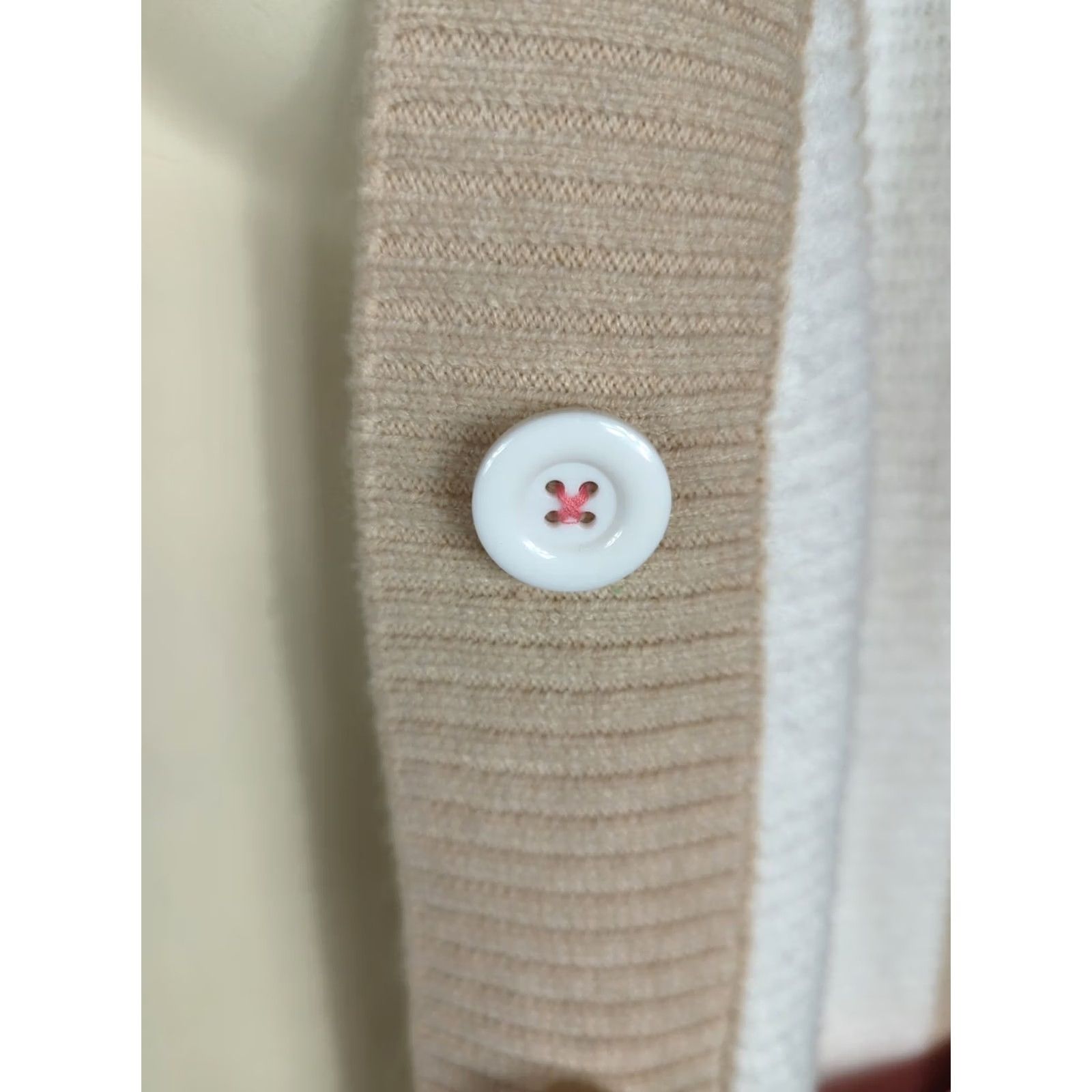 Vintage Kerri Rosenthal Knit Heart Patch Beige/Tan Striped Cardigan Small Size S / US 4 / IT 40 - 3 Thumbnail