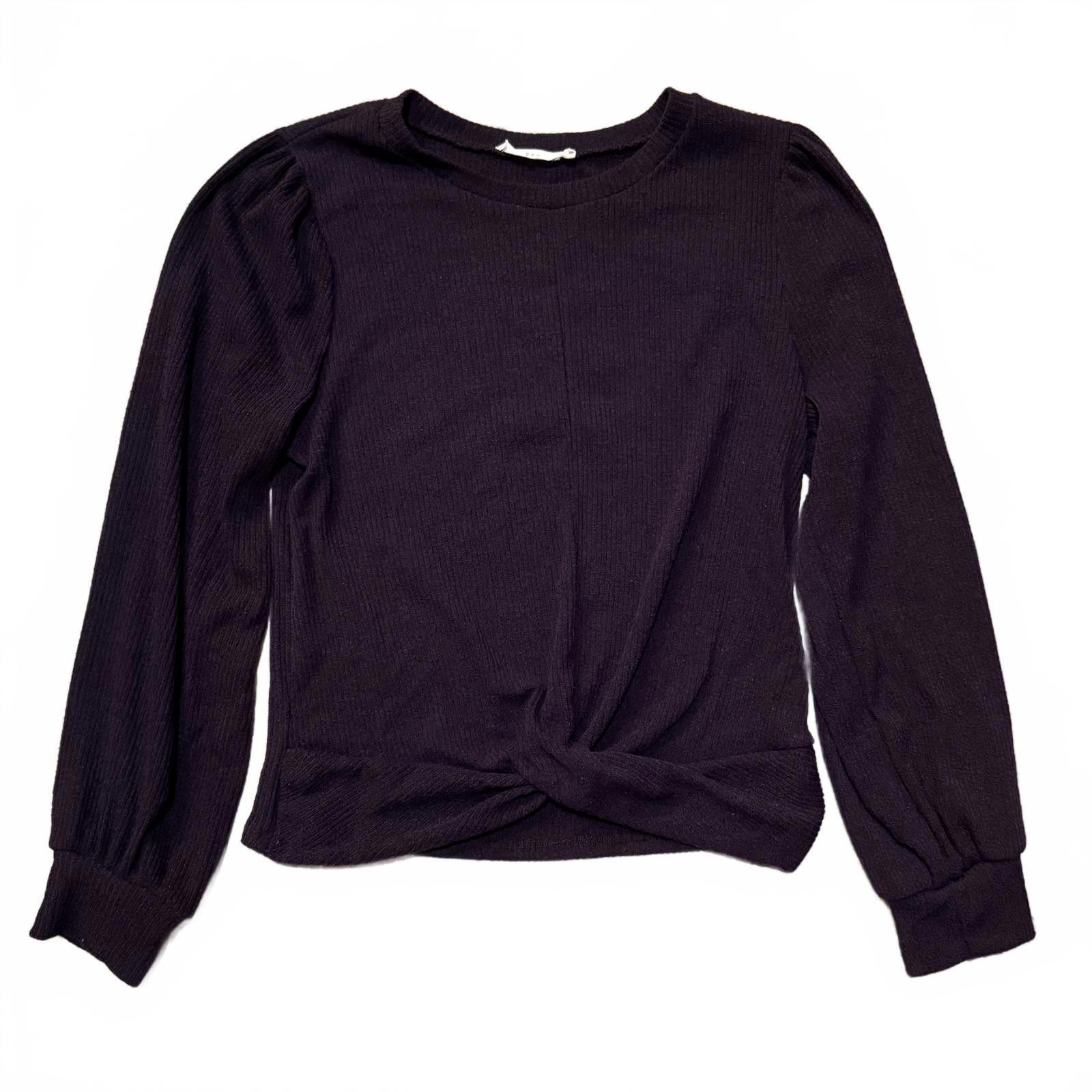 Luchiano Visconti LUSH rib-knit twist-front long sleeve top, deep plum – XXL Size XXL / US 16-18 / IT 52-54 - 1 Thumbnail
