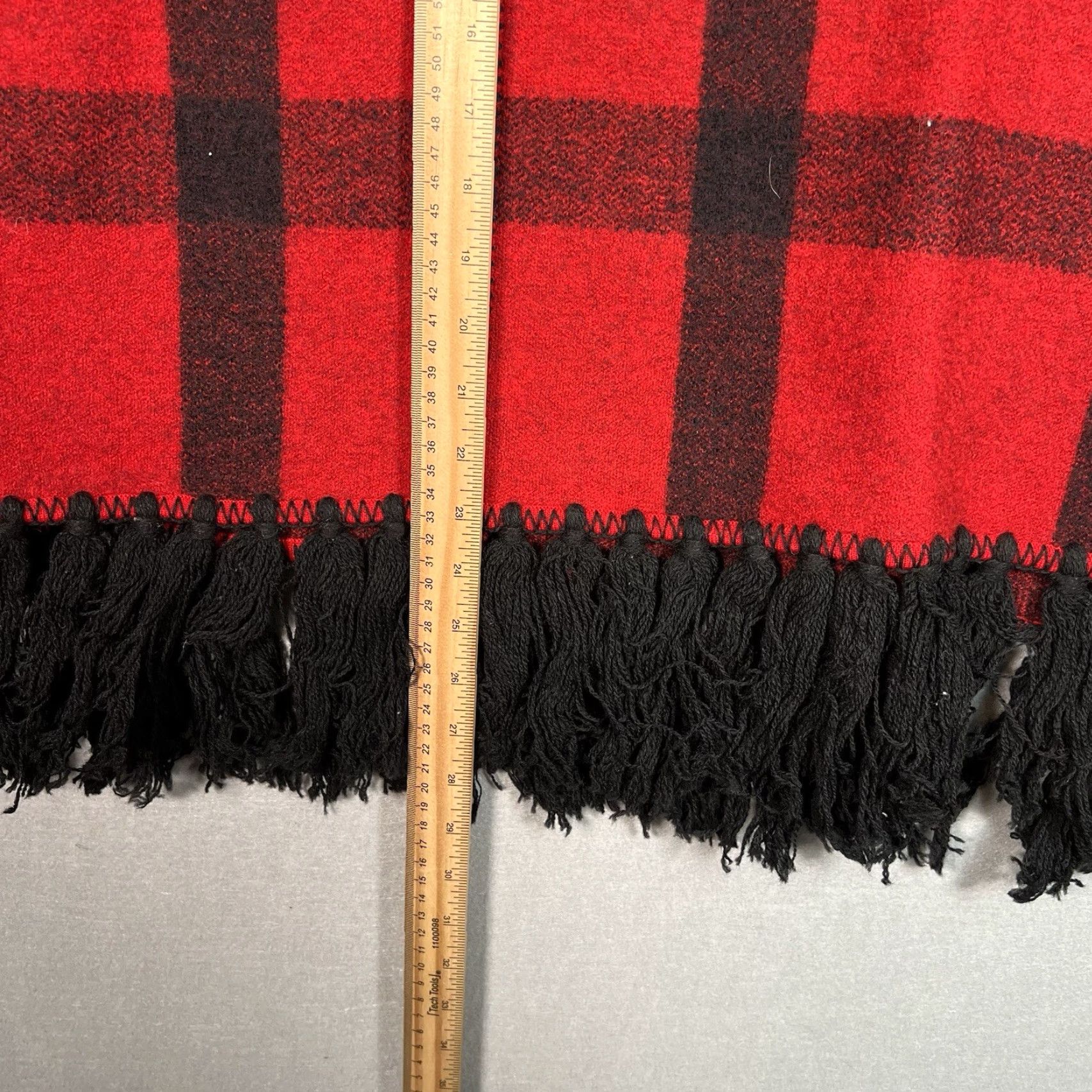 Ralph Lauren NWT! Lauren Ralph Lauren S/ M Red Plaid Fringe Poncho Cape Pullover Wool Blend Size S / US 4 / IT 40 - 4 Thumbnail