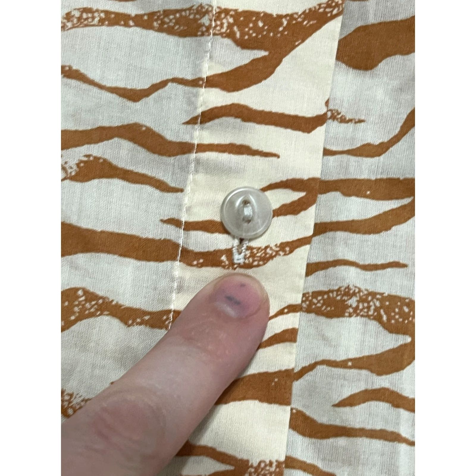 Vintage Ava & Viv Shirt Women's Plus Size 1X Button Up Short Sleeve Brown White Size XL / US 12-14 / IT 48-50 - 3 Thumbnail