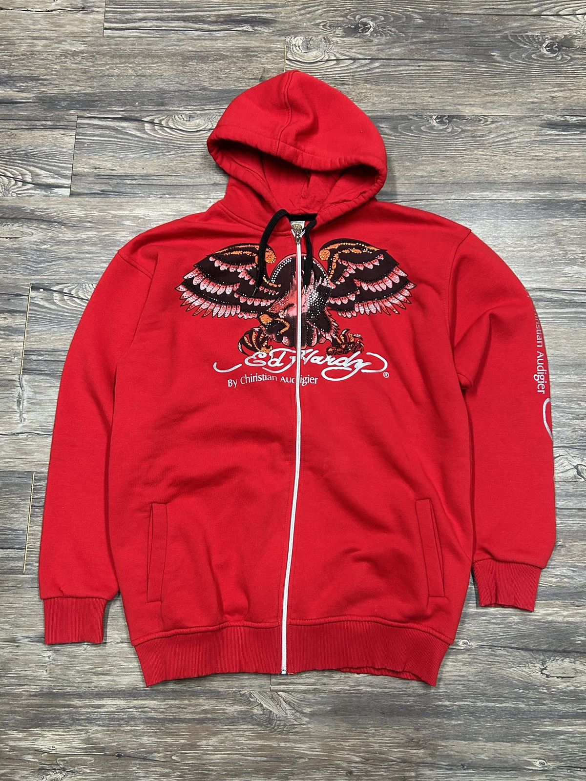 Ed Hardy☆Cyber Rhinestone Zip-Up Hoodie パーカー 00s