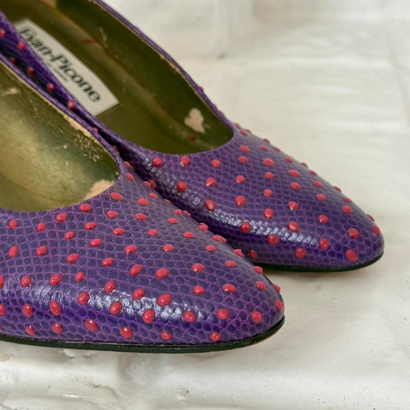 Evan Picone ✧ neon polka dot kitten heels ⋆ vintage evan picone ✧ ⋆ Size US 8.5 / IT 38.5 - 6 Thumbnail
