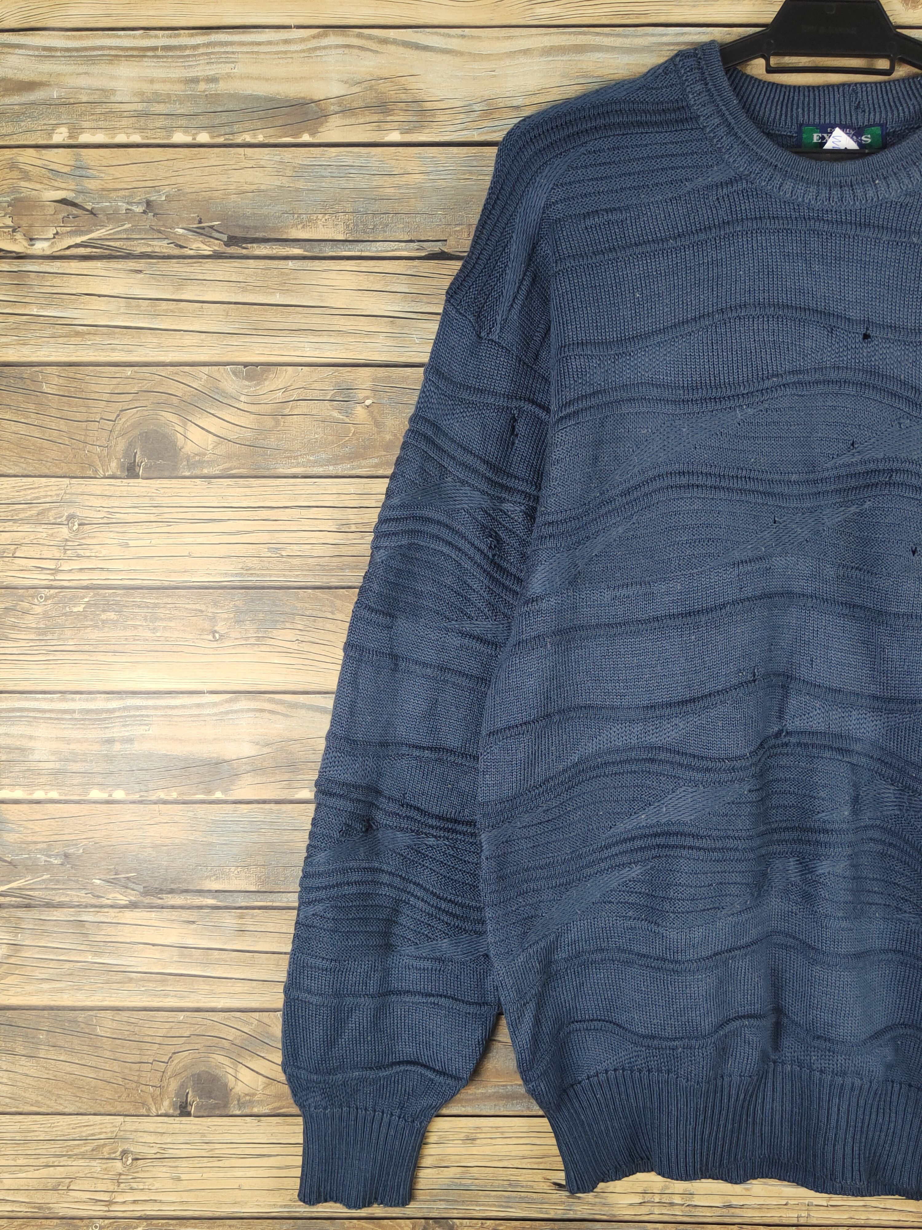 Vintage Exvess ripped distressed Blue Knitwear Sweatshirts #W1523 Size US M / EU 48-50 / 2 - 6 Thumbnail