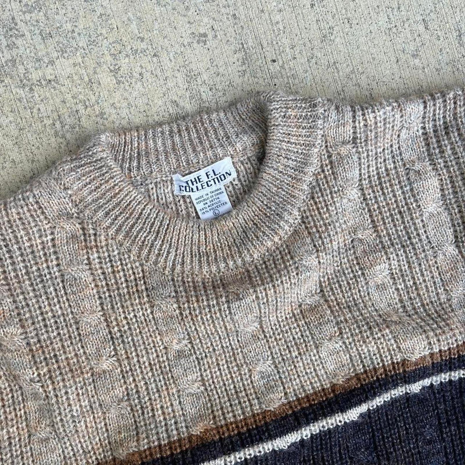 Other Neapolitan Cross Striped Knitted Winter Sweater Size L / US 10 / IT 46 - 3 Thumbnail