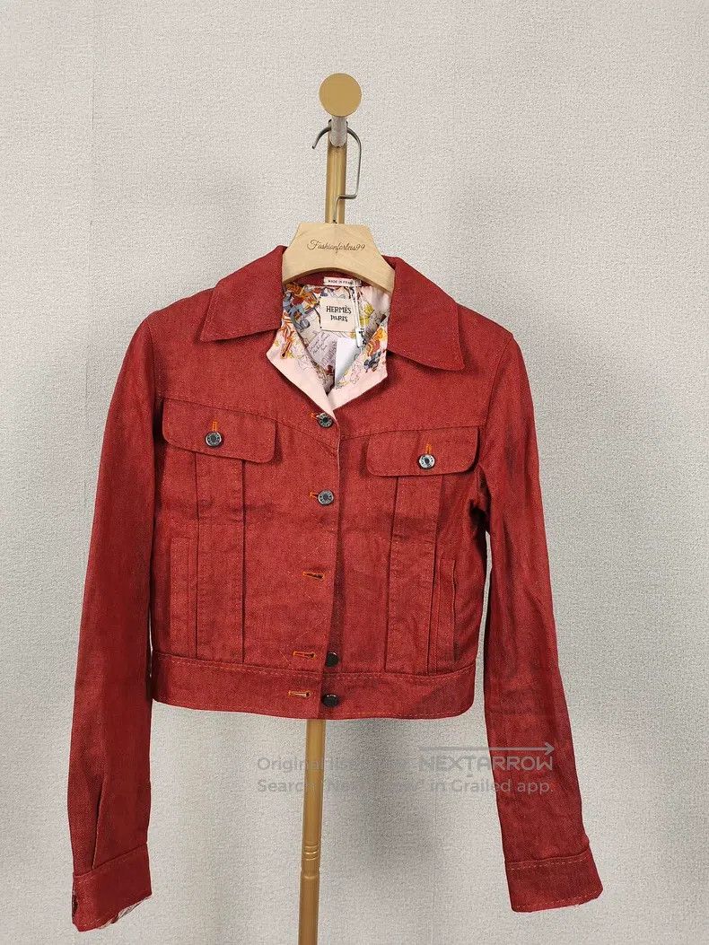 Hermes Hermes Red Denim Jacket Size XXS / US 00 / IT 34 - 1 Thumbnail