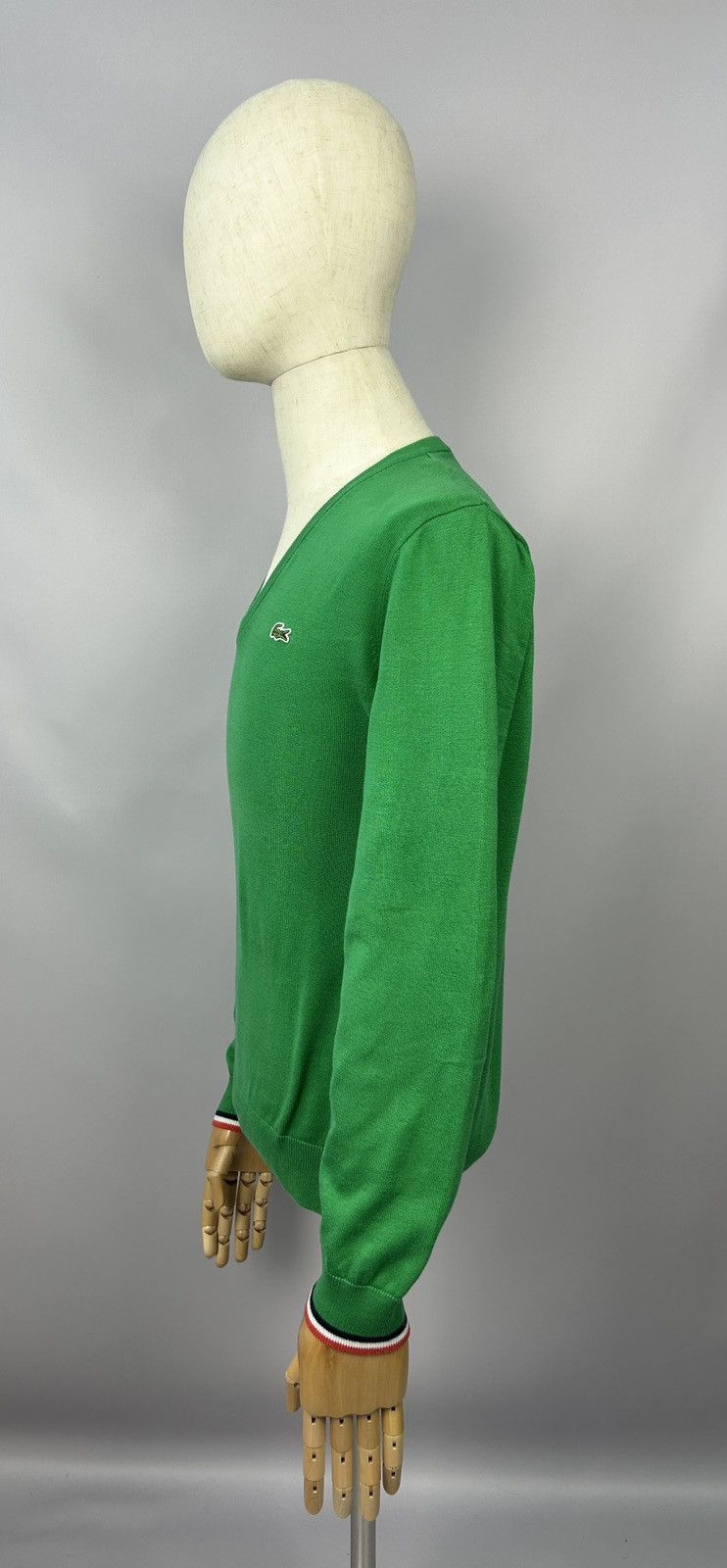 Lacoste Lacoste Live Green V-Neck Cotton Jumper Sweater Size 4 / L Size US L / EU 52-54 / 3 - 3 Thumbnail