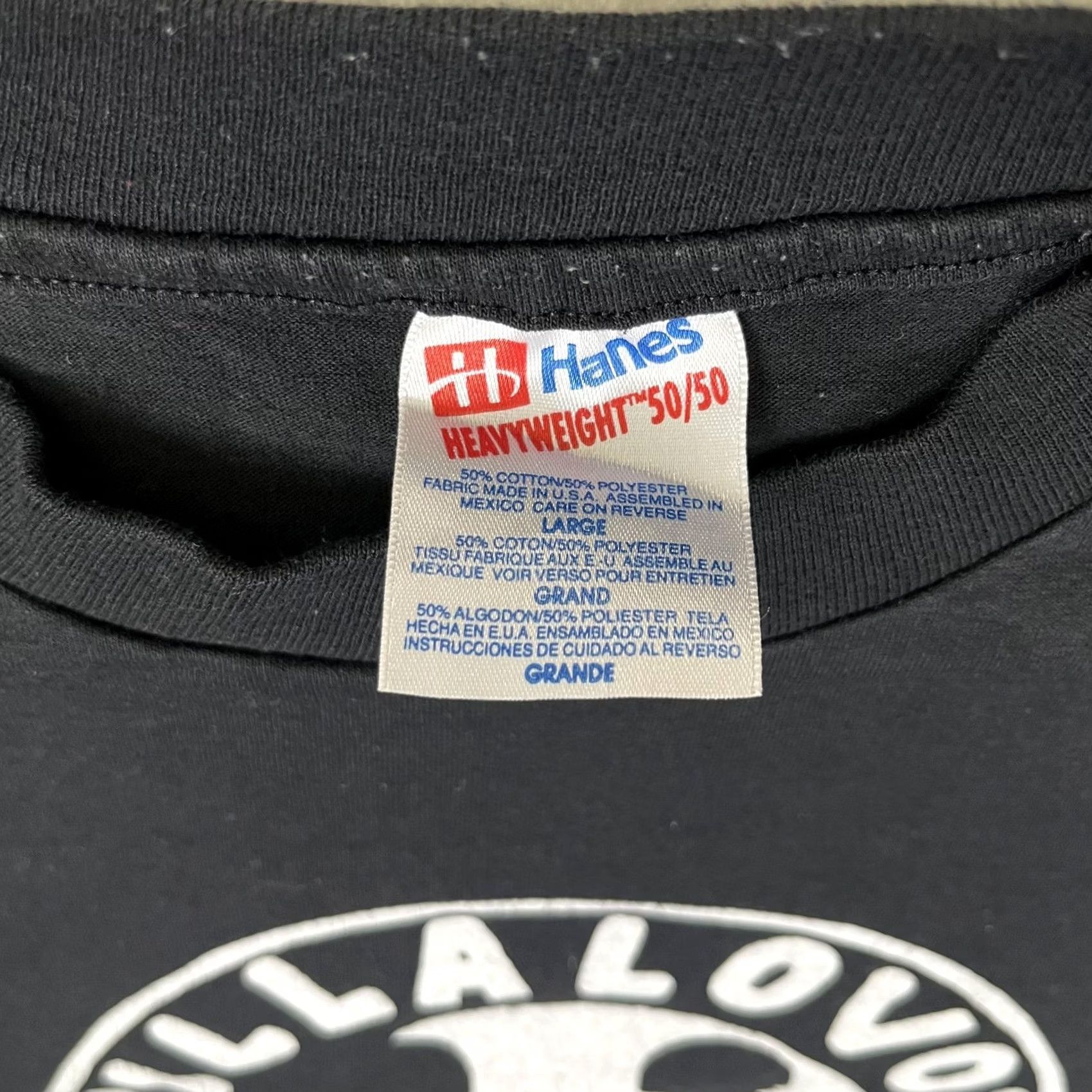 Hanes Hanes Men T-Shirt Black 50/50 Crew Neck Short Sleeve Villalovoz School Panda Graphic Logo Large L Vintage No Size US L / EU 52-54 / 3 - 4 Thumbnail