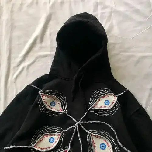 Vintage Y2k Embroidered Eyes Hoodie Size US XL / EU 56 / 4 - 3 Thumbnail