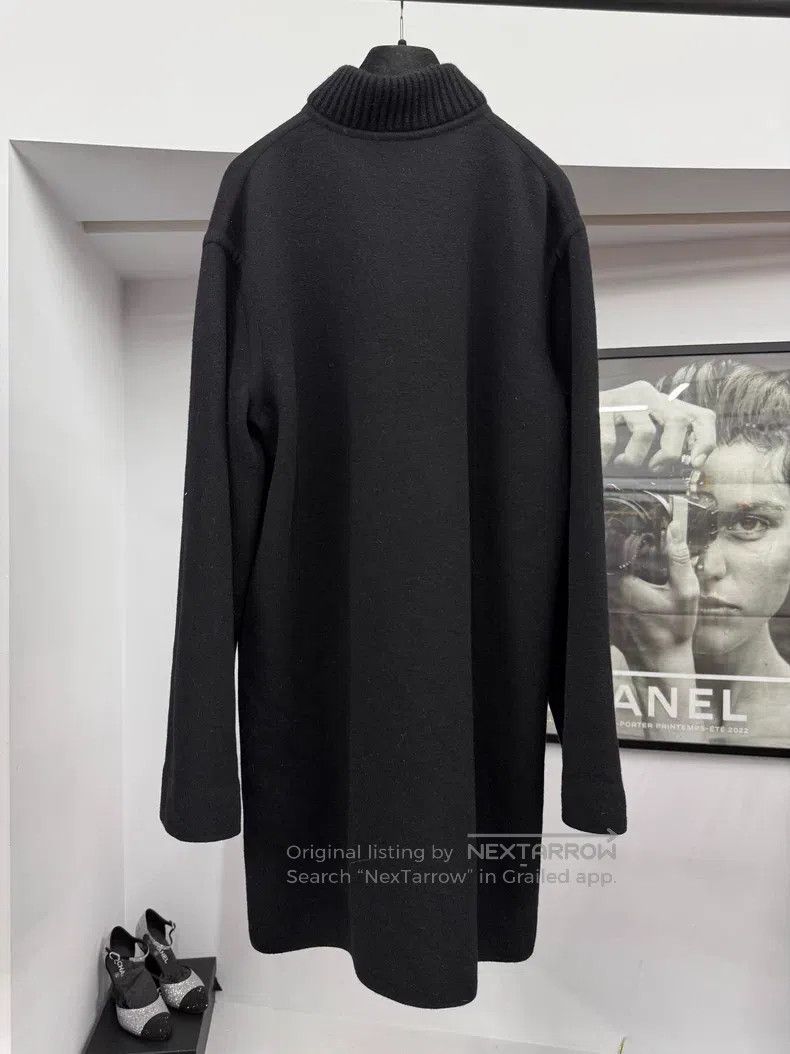 Hermes Hermes Black Double-sided Long Wool Coat, One Side Black a Size XXS / US 00 / IT 34 - 3 Thumbnail