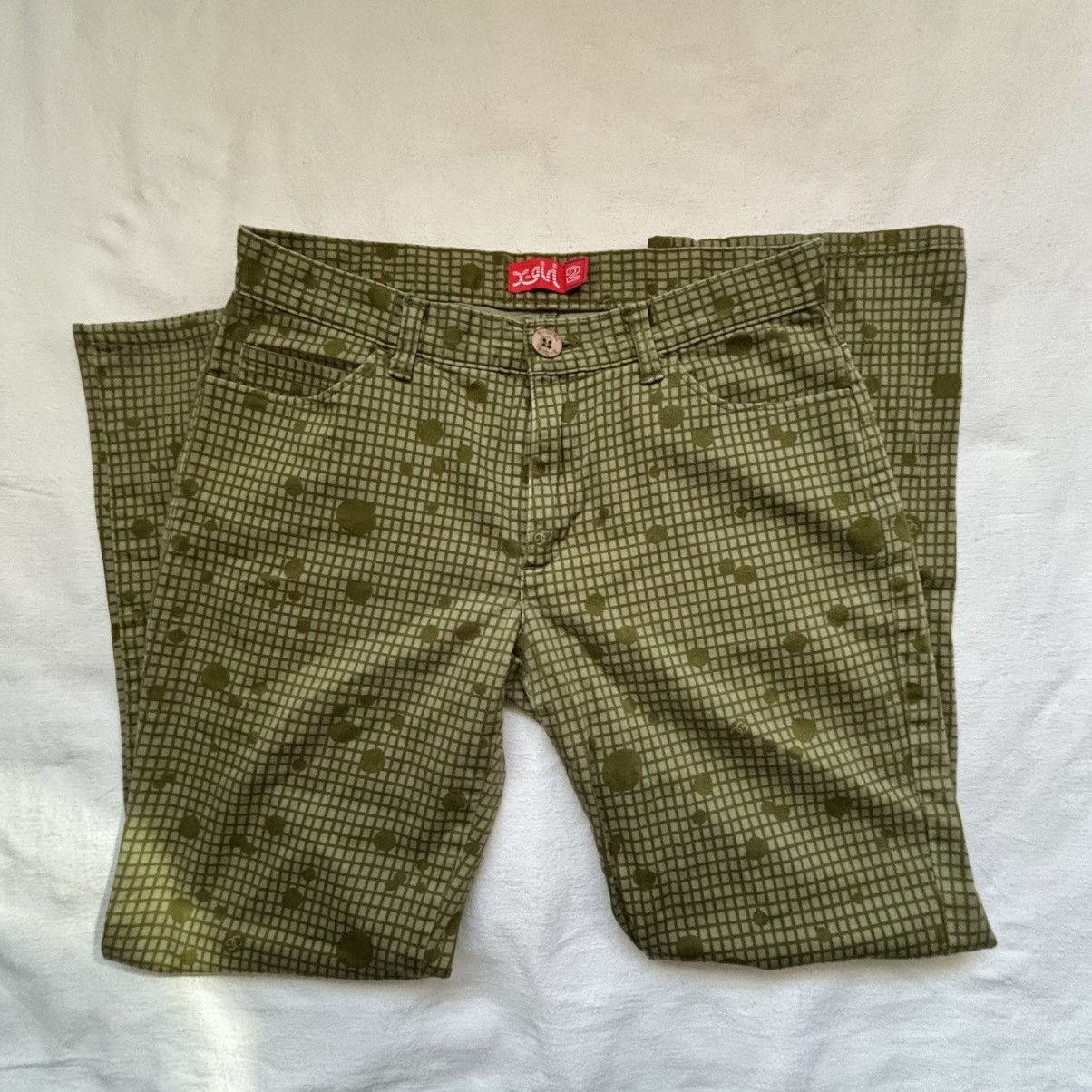 Japanese Brand × X-Girl Vintage X-Girl Rare Green Polka Chino Pants Size 25" / US 0 / IT 36 - 1 Thumbnail