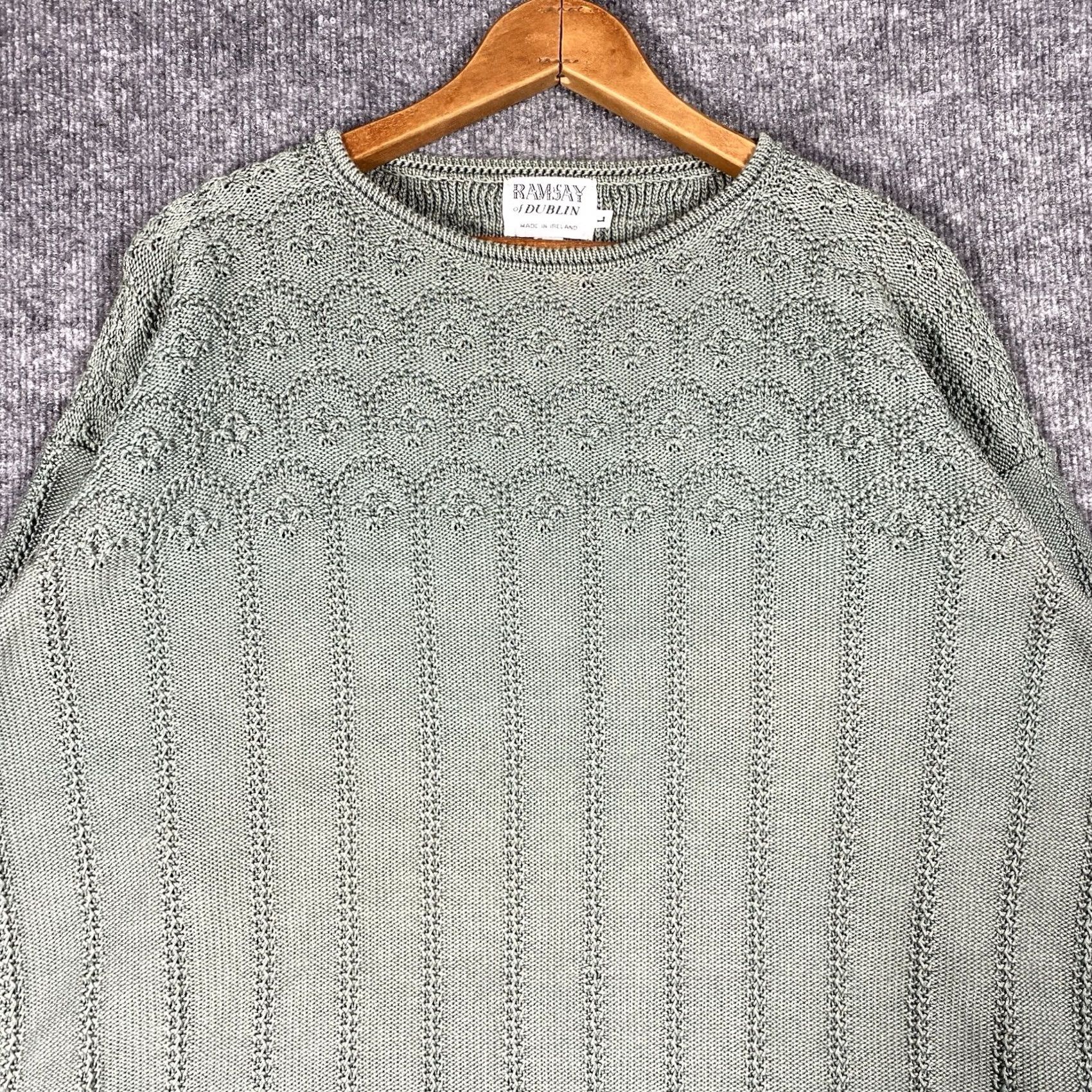Vintage VINTAGE Ramsay of Dublin Ireland Sweater Women Oversized Hand Loomed Cotton L Green Size L / US 10 / IT 46 - 2 Thumbnail