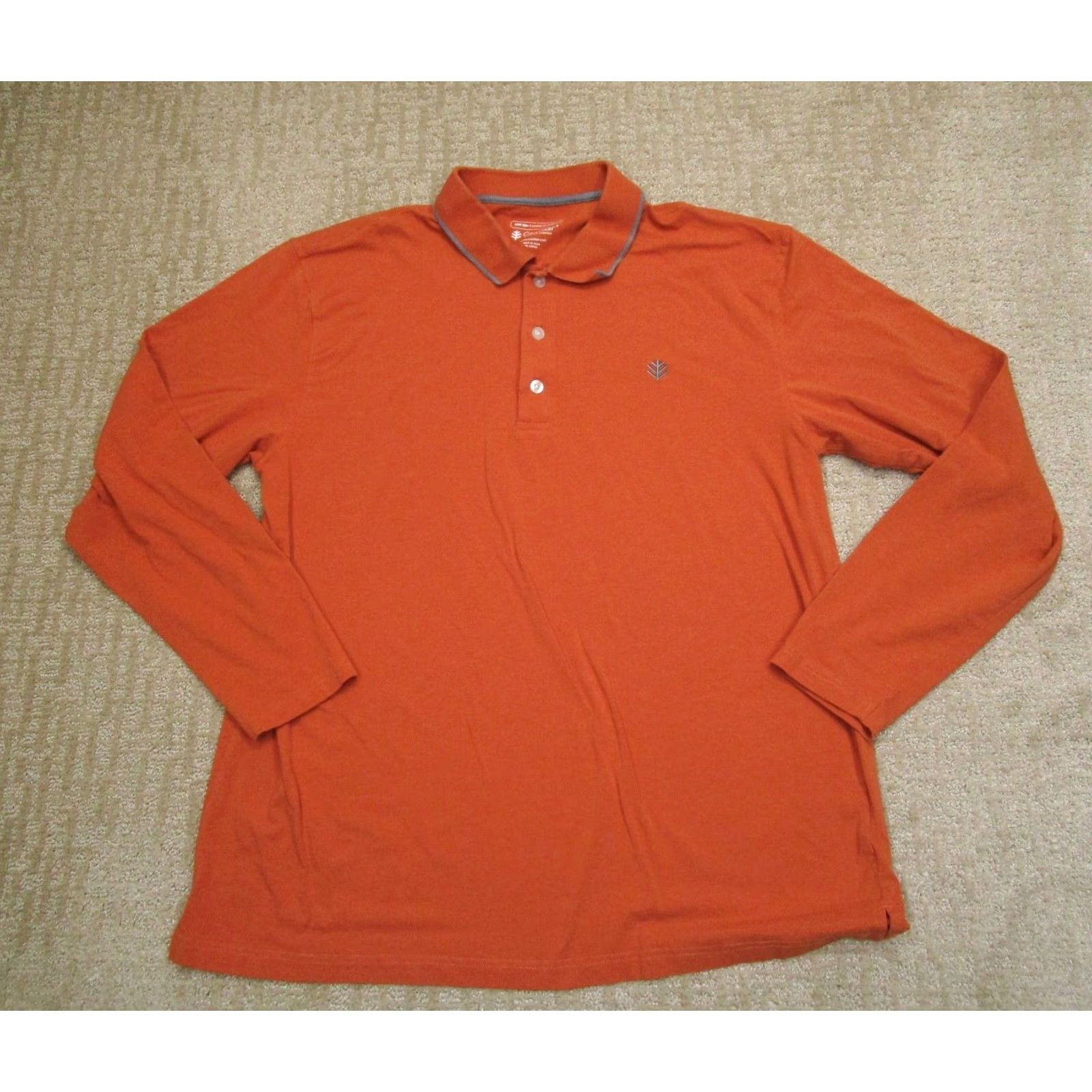 Vintage Coolibar Polo Shirt Men XL Orange Long Sleeve UV Performance Wicking Shirt Size US XL / EU 56 / 4 - 2 Thumbnail