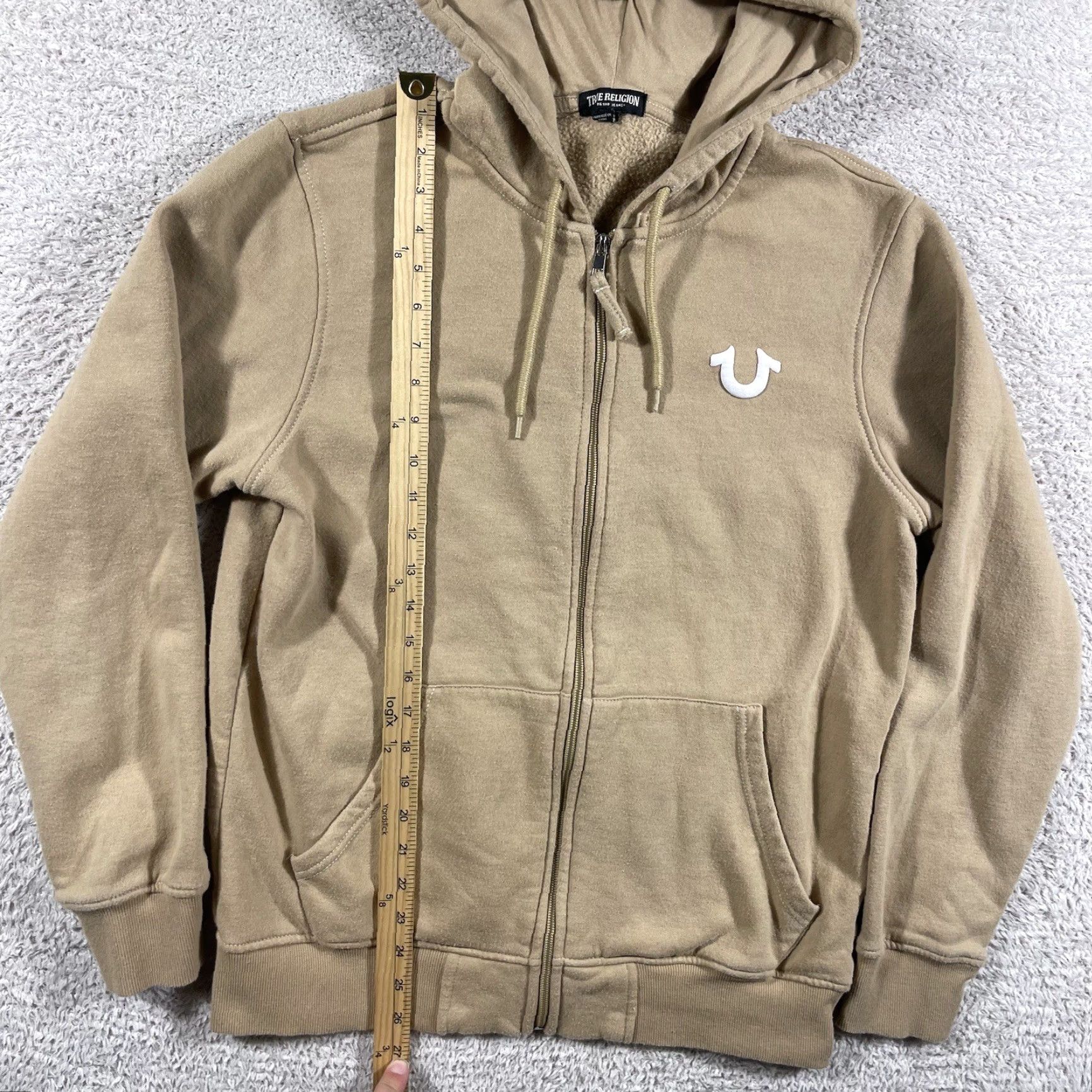 True Religion VINTAGE True Religion Buddha Logo Seal Full Zip Hoodie Mens Medium Beige Fleece Y2K Size US M / EU 48-50 / 2 - 6 Thumbnail