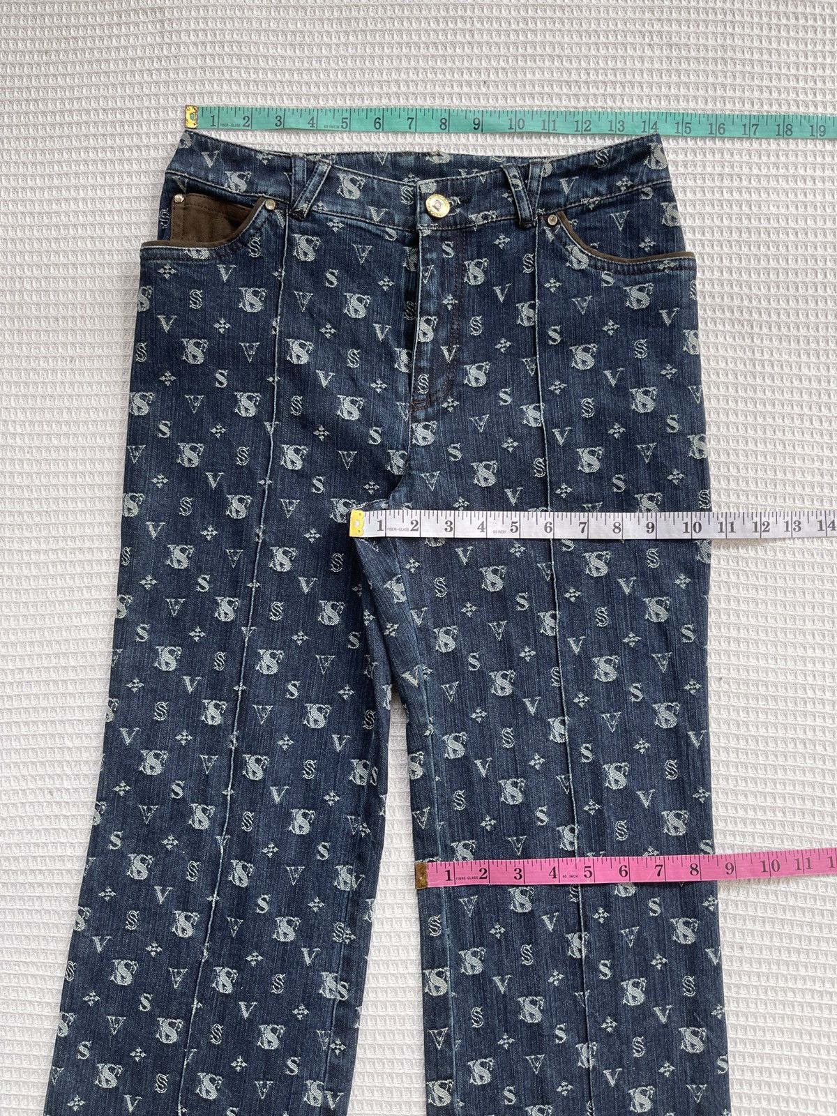If Six Was Nine Last Drop🔥Very Rare🔥Designer Japan VALENZA Monogram Jeans Size 28" / US 6 / IT 42 - 15 Thumbnail