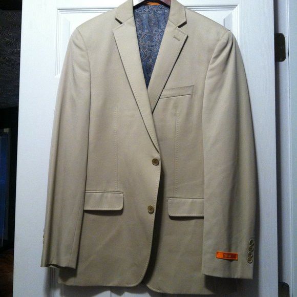 Tallia TALLIA MENS NEW TAN 100%WOOL SPORT COAT BLAZER SIZE:40L Size 40L - 4 Thumbnail