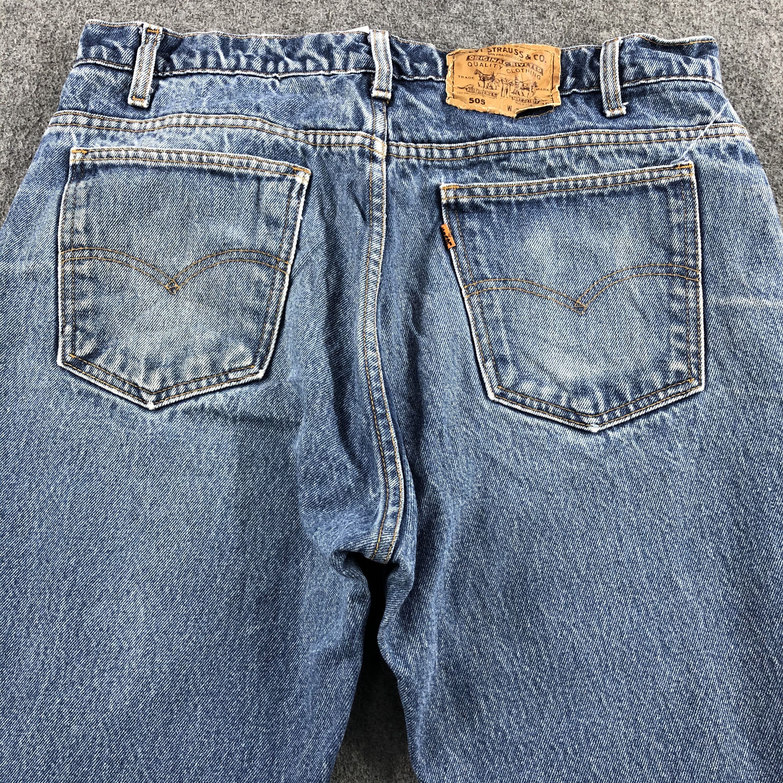Levi's Vintage 90s Blue Wash Levis 505 Orange Tab Jeans-J2232 Size US 35 - 4 Thumbnail