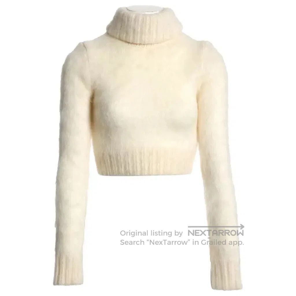 Saint Laurent Paris Saint Laurent White Cropped Turtleneck Sweater. Size M / US 6-8 / IT 42-44 - 2 Thumbnail