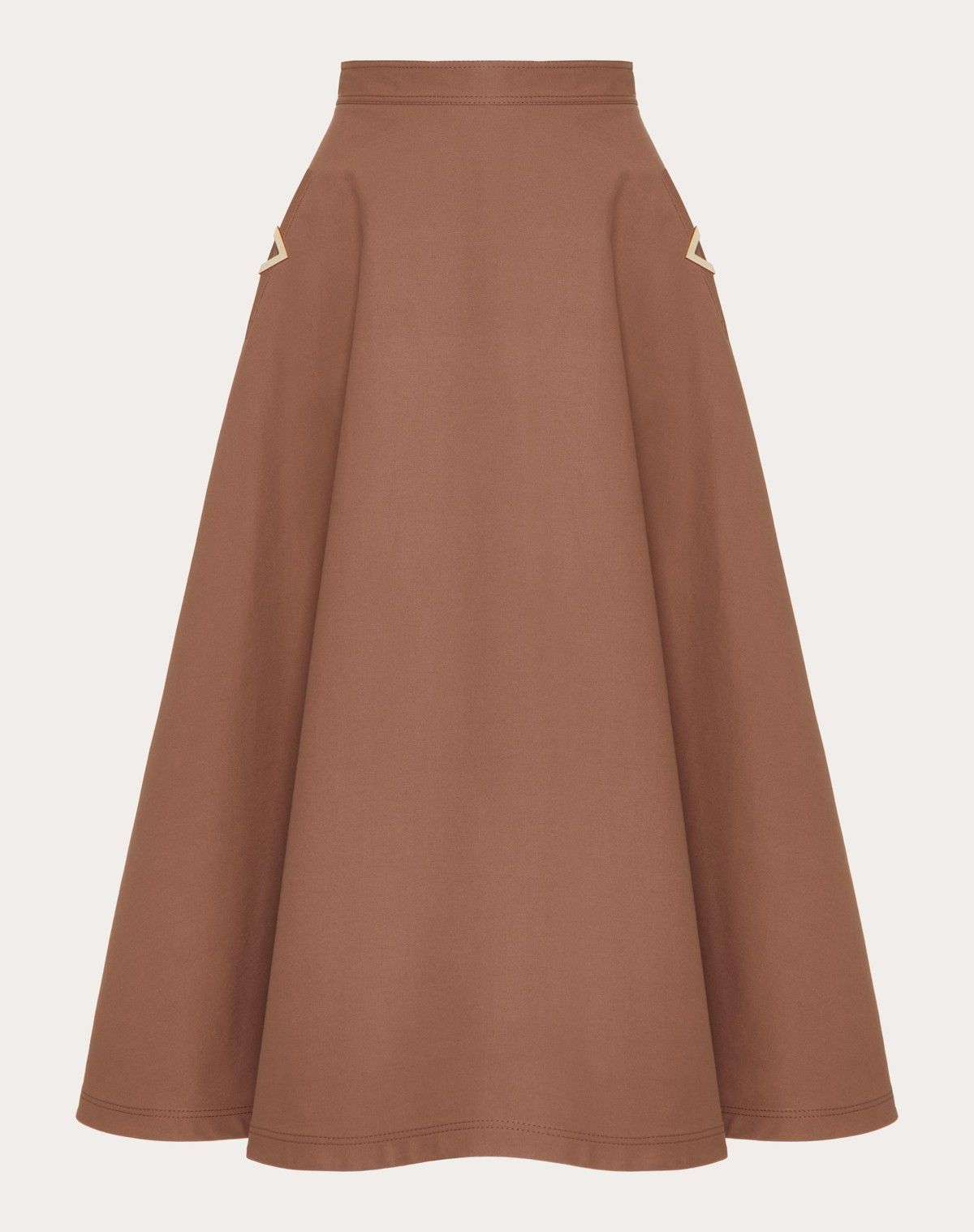 Valentino o1s1wg110525 Stretch Cotton Canvas Midi Skirt in Brown Size 28" / US 6 / IT 42 - 2 Thumbnail