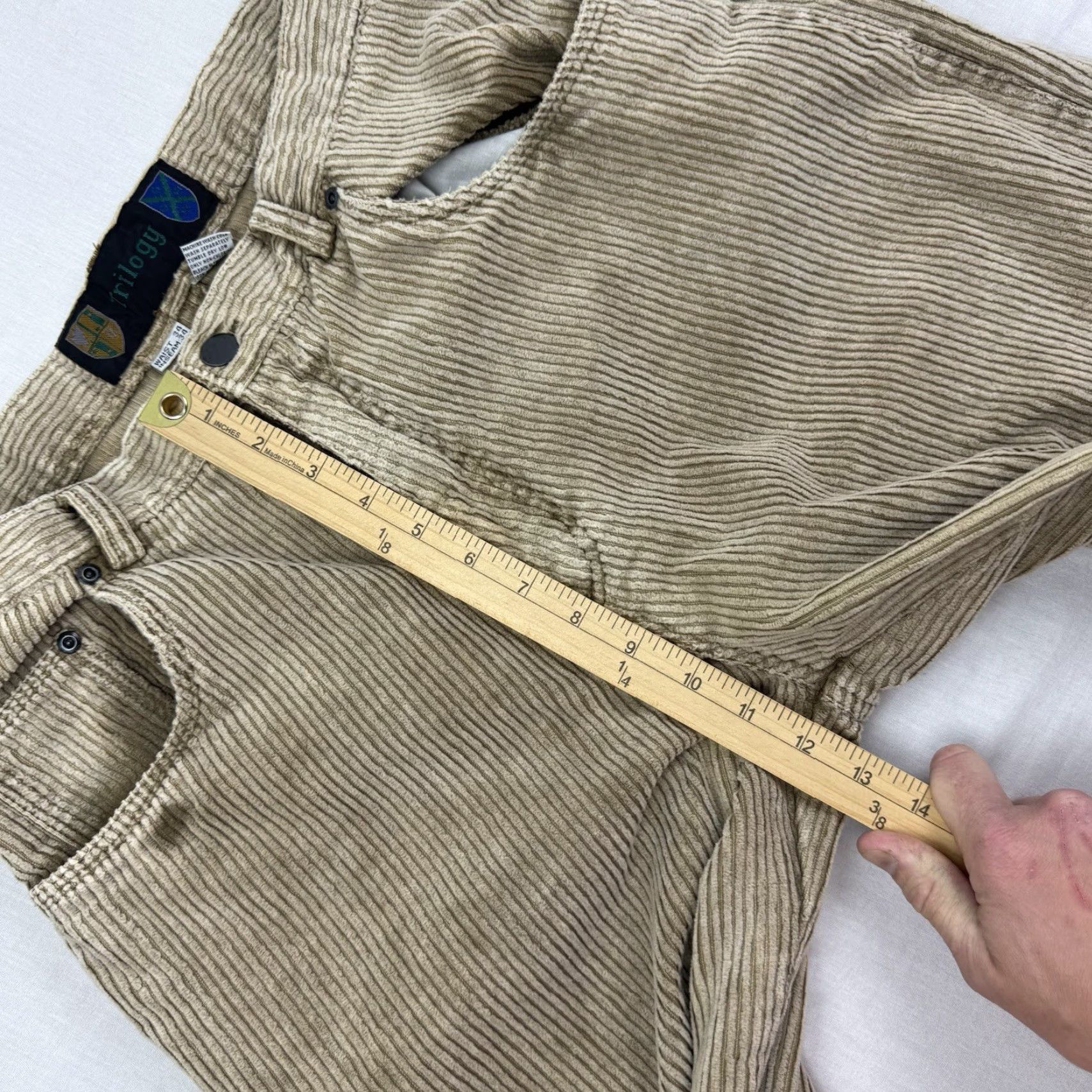 VINTAGE Trilogy Pants Corduroy Men 34 Beige 90s Grunge Hipster Chino Inseam 34 Mens