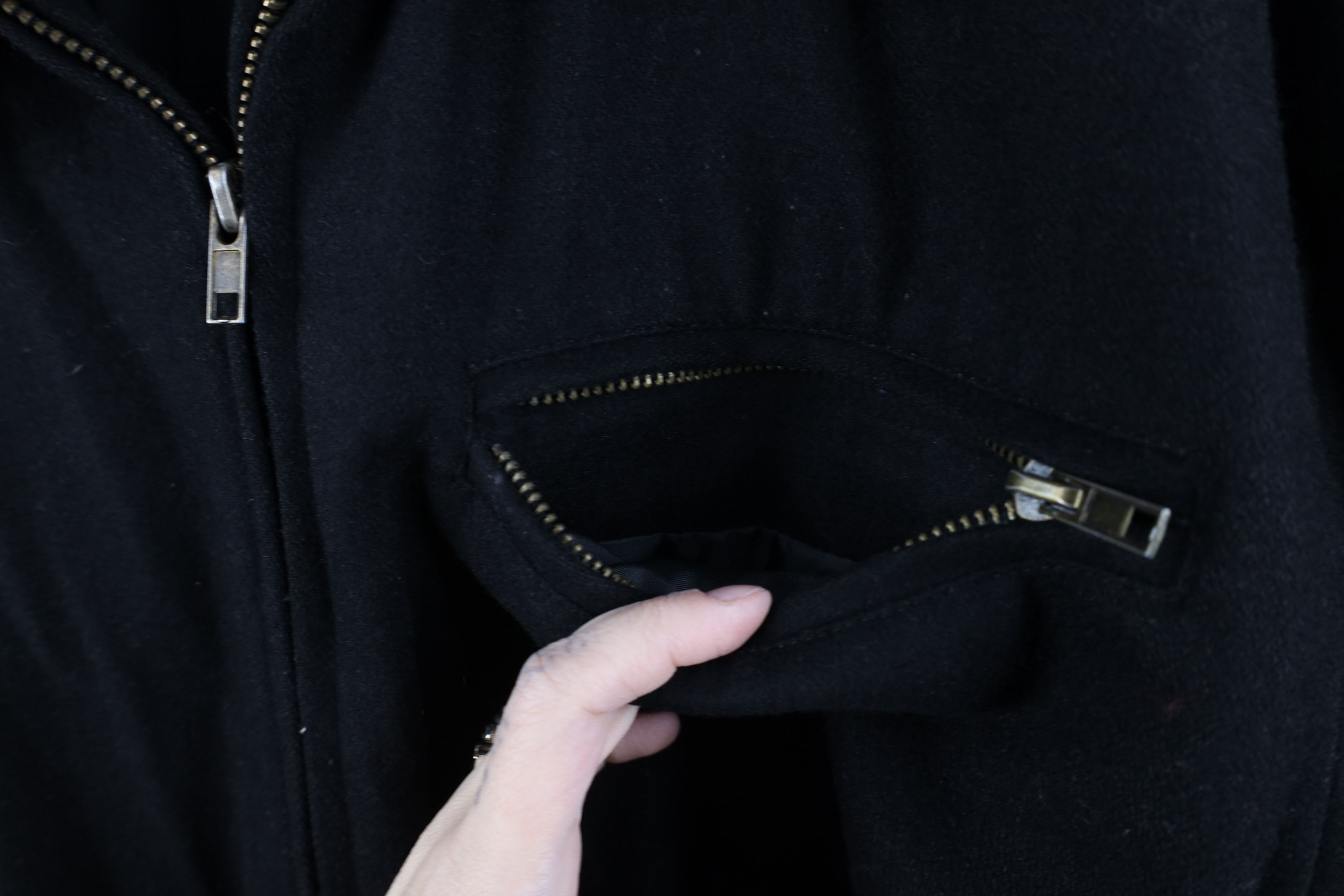 Vintage Vintage 90s Streetwear Wool Full Zip Bomber Jacket Black Size US L / EU 52-54 / 3 - 5 Thumbnail
