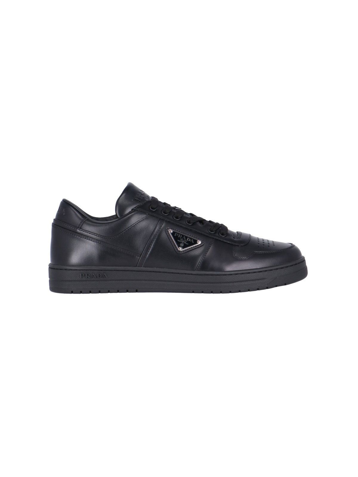 image of Prada Logo Downtown Patent Sneakers Size 8 in Black, Men's