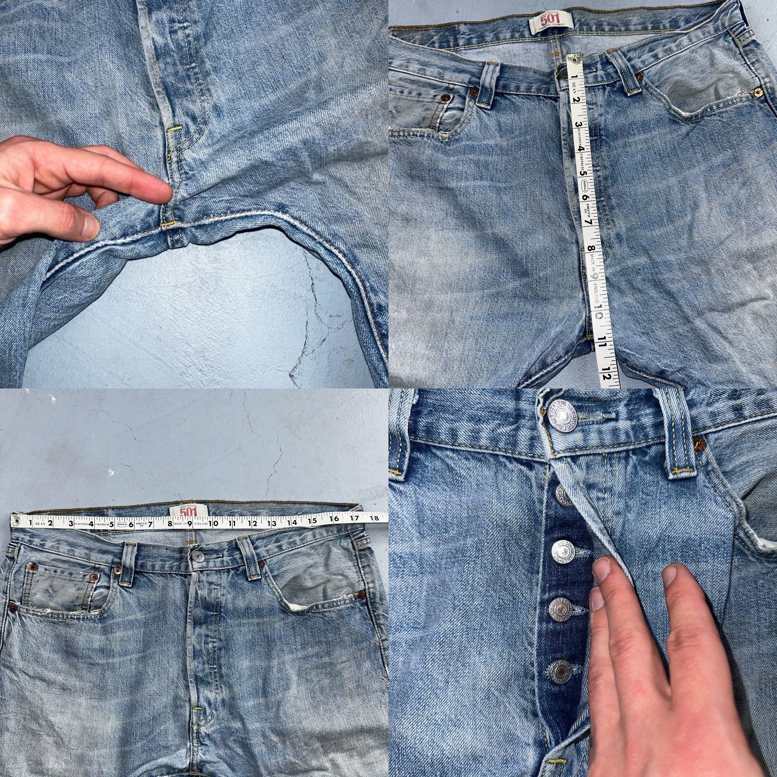 Levi's Levis 501 Vintage Y2K Straight Jeans 34x34 34 Inseam Blue Light Wash 90s Mens Levi's 501 Series Jeans Size US 34 / EU 50 - 8 Thumbnail