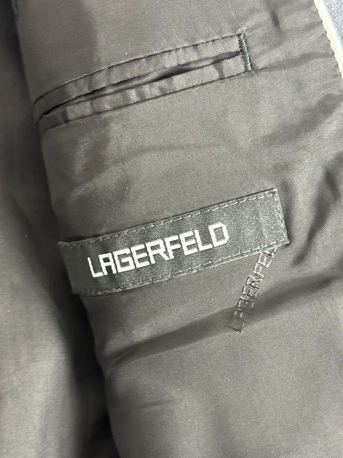 Karl Lagerfeld Lagerfeld Grey Cotton Officer Buttoned Blazer Jacket Size 42R - 10 Thumbnail