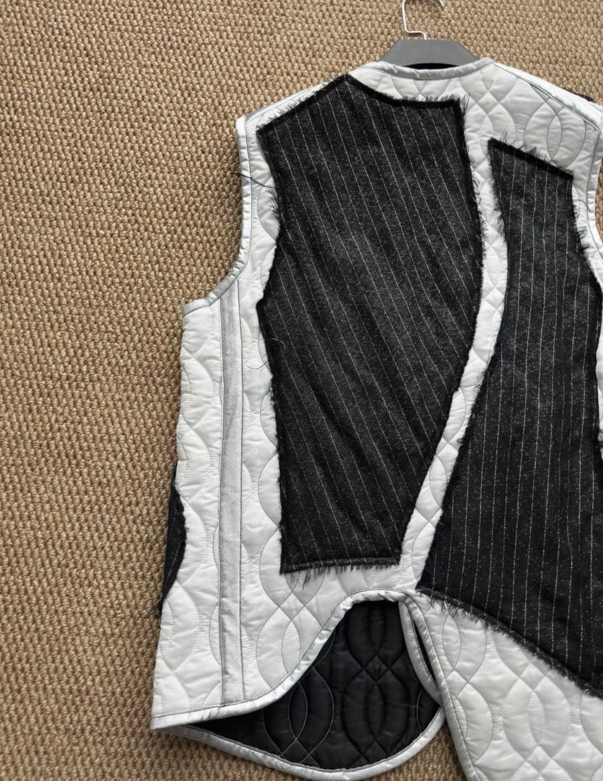 Sulvam Sulvam Silver-Black Panel Deconstructed Vest K23 Size US M / EU 48-50 / 2 - 7 Thumbnail