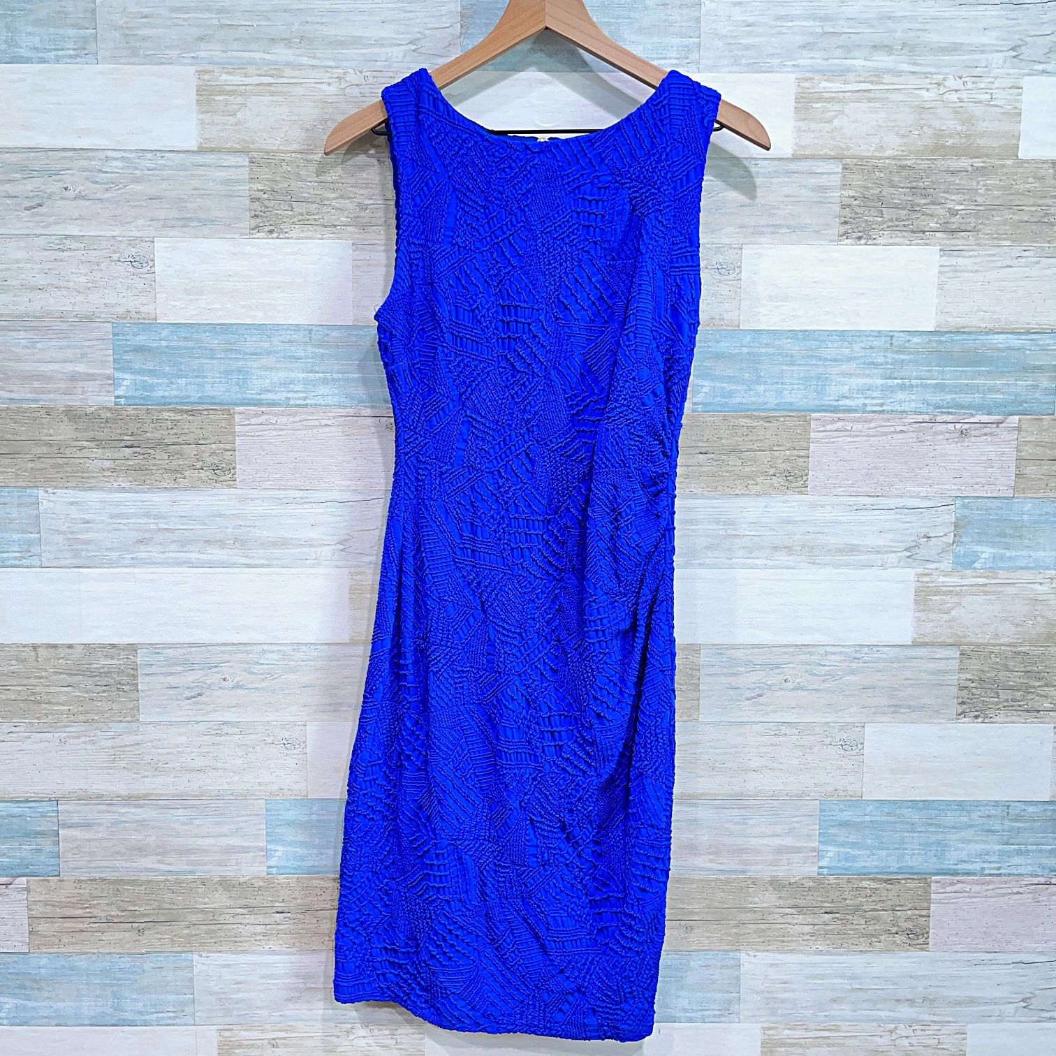 Joseph Ribkoff Textured Bodycon Sheath Blue Sleeveless 10