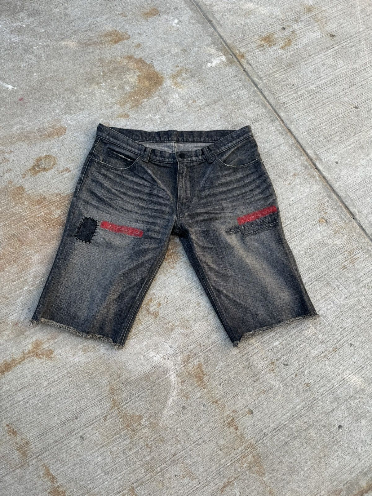 image of Number N Ine x Takahiromiyashita The Soloist Number Nine Ss05 ‘Nightcrawler’ Scab Patchwork Shorts 