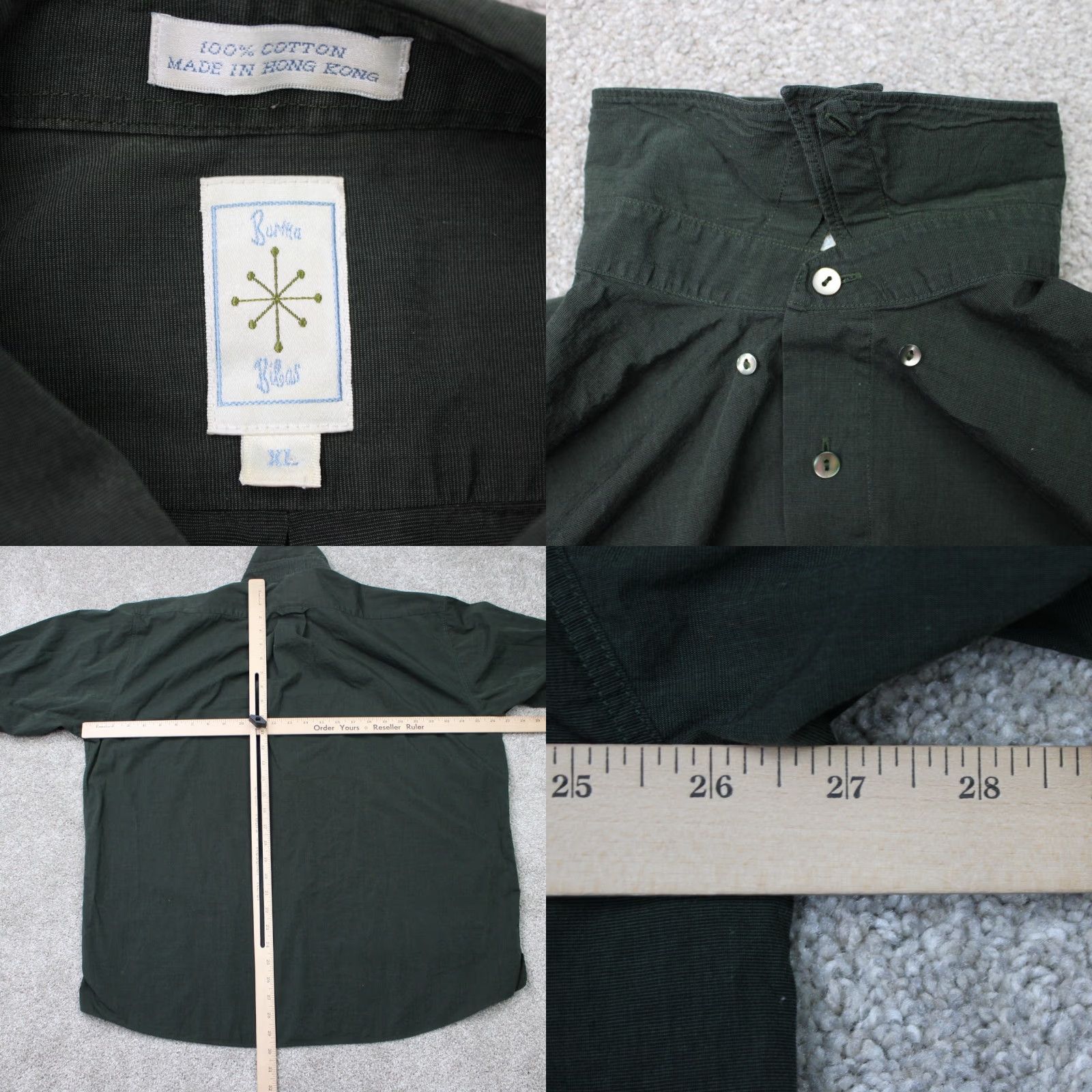 Vintage Burma Bibas Shirt Mens XL Green 100% Cotton Long Sleeve Button Down Size US XL / EU 56 / 4 - 8 Thumbnail