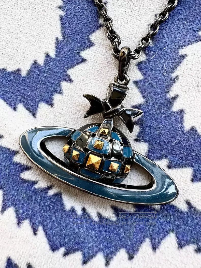 Vivienne Westwood Vivienne Westwood Blue Braided Large Saturn Necklace Size ONE SIZE - 5 Thumbnail