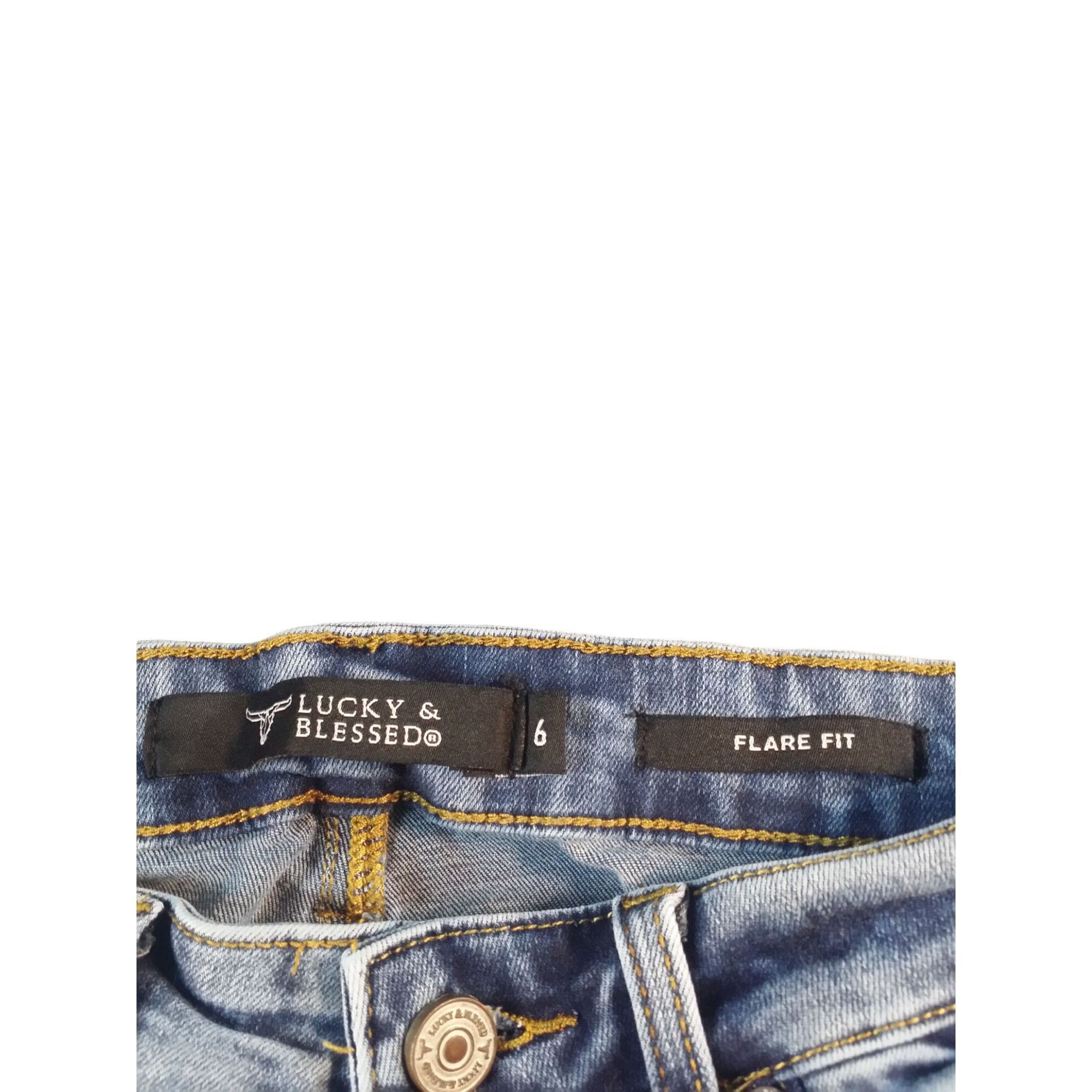 Western Rise Lucky & Blessed Flare Fit Jeans Women Sz 6 Blue Denim Everyd Size 28" / US 6 / IT 42 - 4 Thumbnail