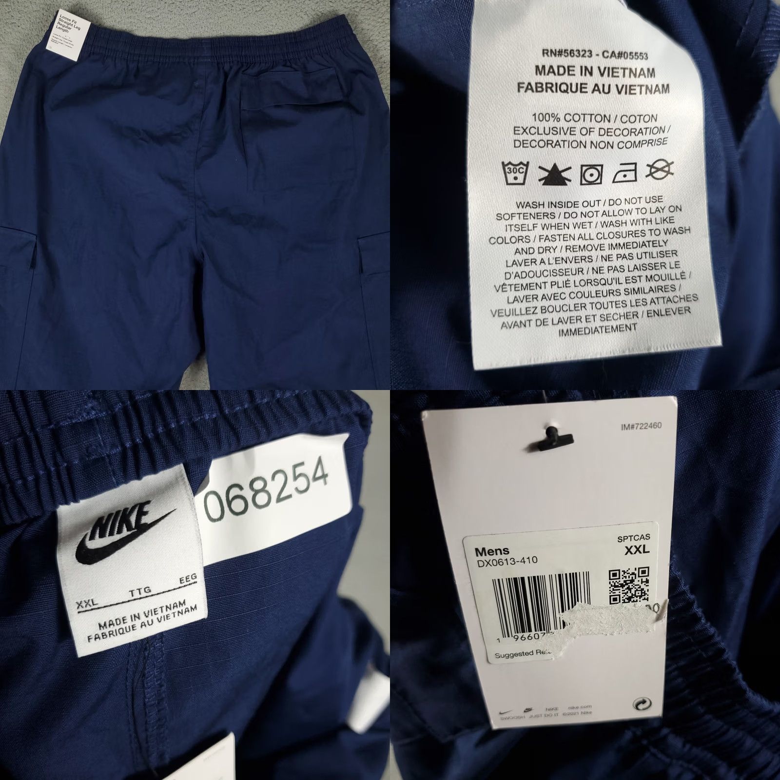 Nike Nike Pants Mens 2XL 36x30 Blue Cargo Drawstring Cotton Slash Pockets Size US 39 - 8 Thumbnail