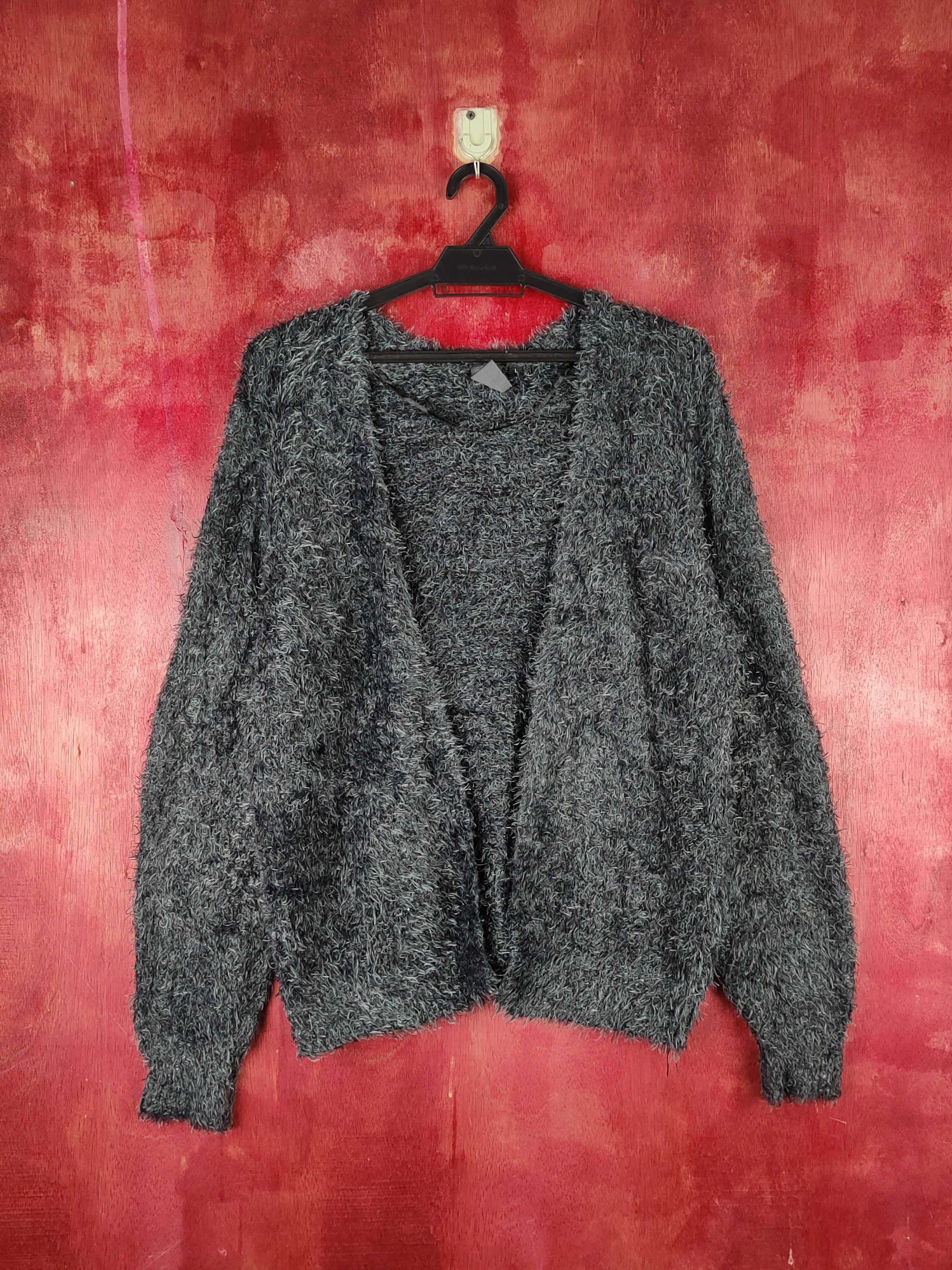 Vintage Dirz Black Shag Shaggy Fur Mohair Knitwear #S1961 Size L / US 10 / IT 46 - 1 Thumbnail