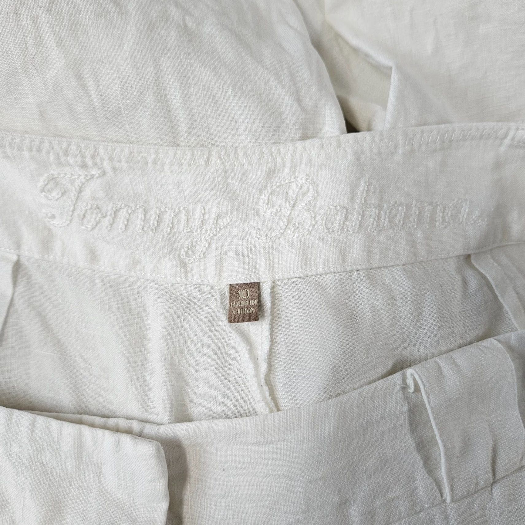 Tommy Bahama Tommy Bahama Womens Cropped Linen Pants Sz 10 Wide Leg White High Rise Linen Pants Girls Womens Size 32" / US 10 / IT 46 - 7 Thumbnail
