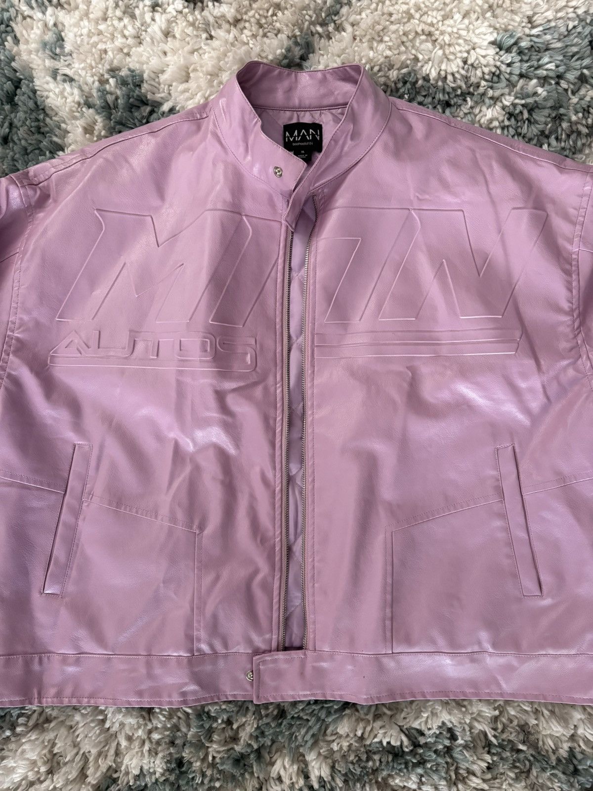 Boohoo Pink Leather Jacket - Size Extra Large Size US XL / EU 56 / 4 - 2 Thumbnail
