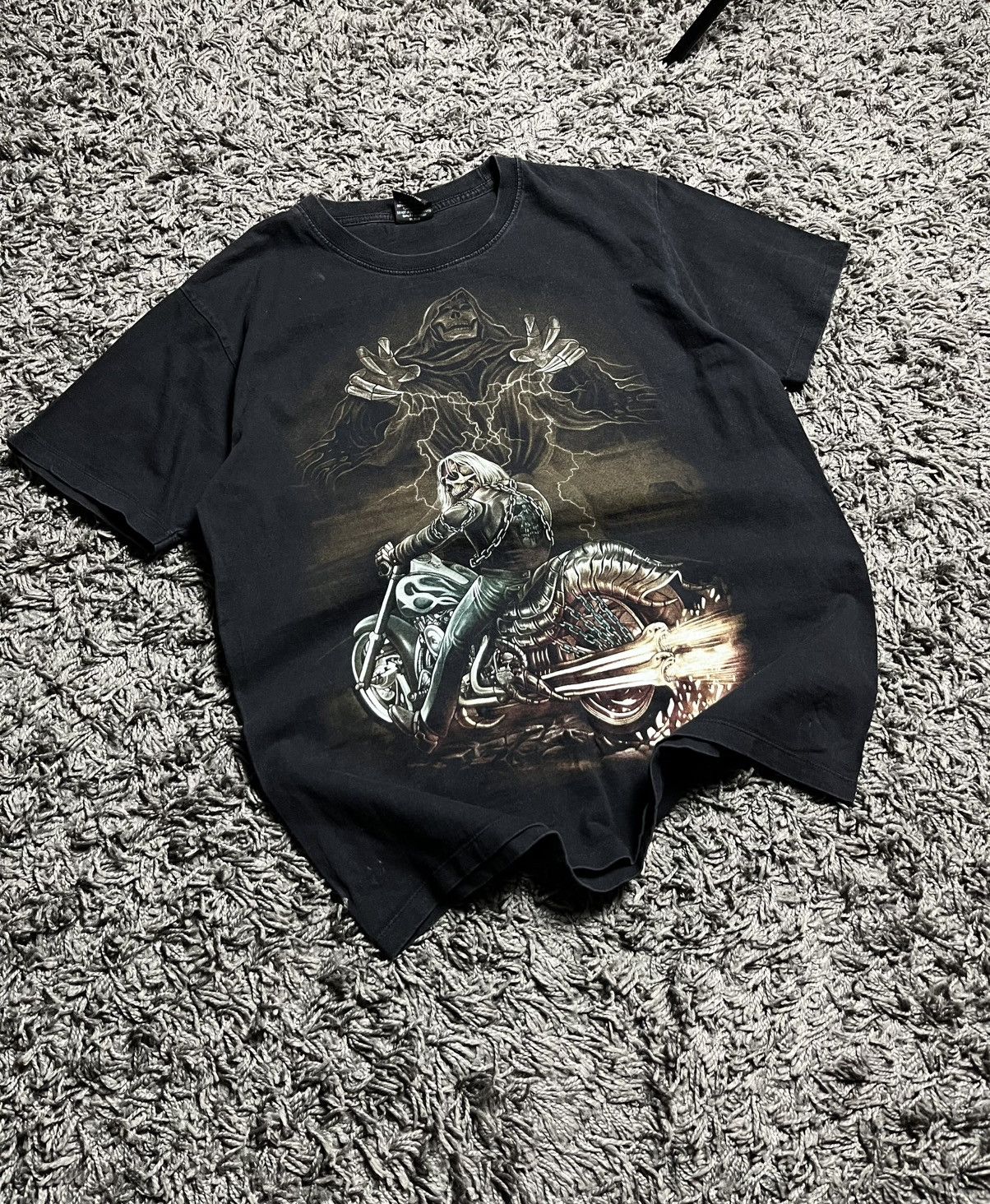 Band Tees Vintage 90s Wild Biker T-Shirt - Reaper & Skeleton Rider Size US L / EU 52-54 / 3 - 1 Thumbnail