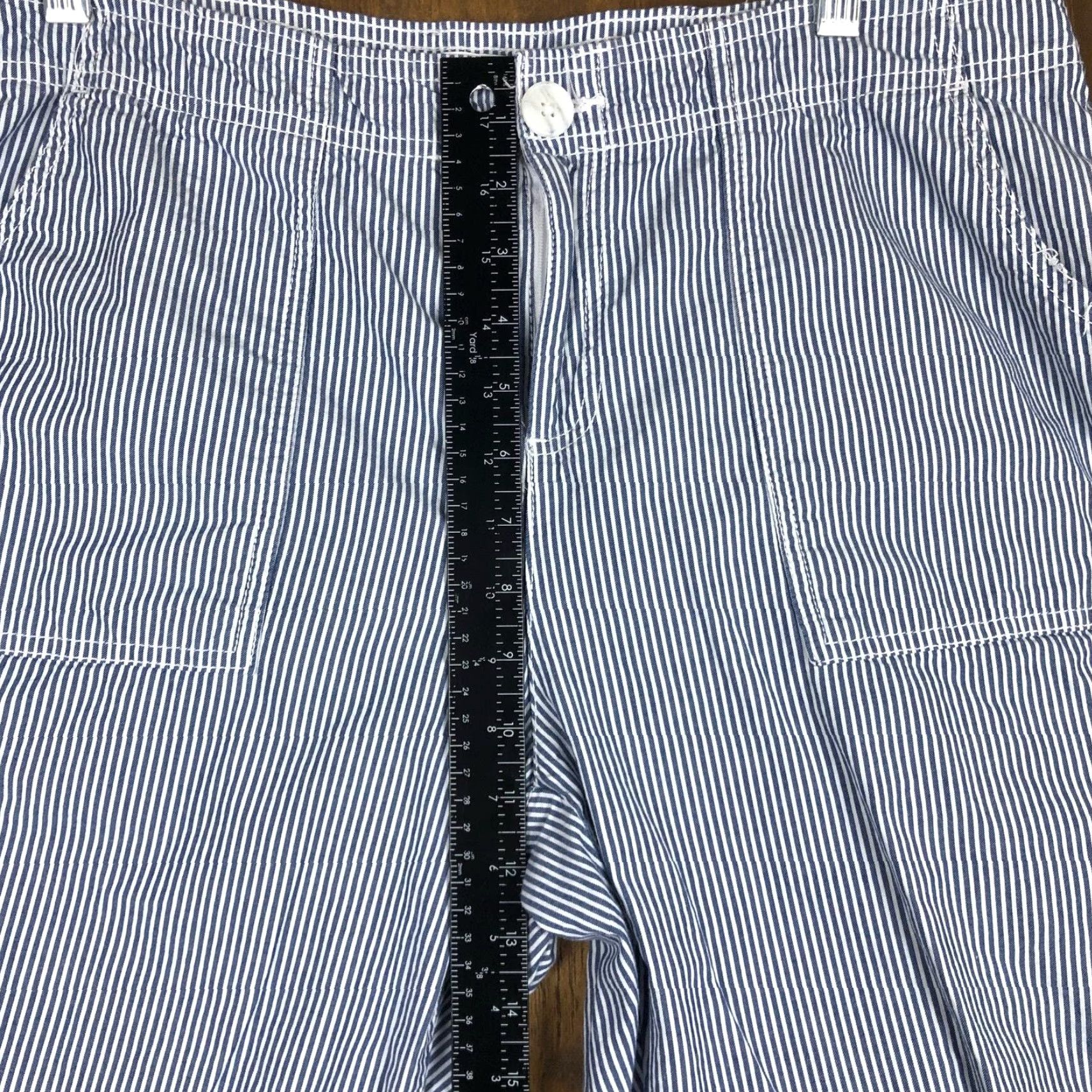 Liz Claiborne VINTAGE Liz Claiborne Womens Pants Capris Striped High Rise Stretch Cotton 12 Blue Size 34" / US 12 / IT 48 - 6 Thumbnail