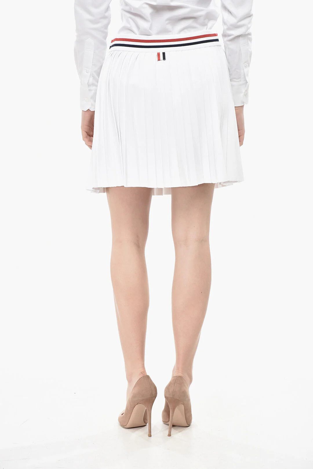 Thom Browne og1mm0426 Pleated Knit Mini Skirt in White Size 32" / US 10 / IT 46 - 2 Thumbnail