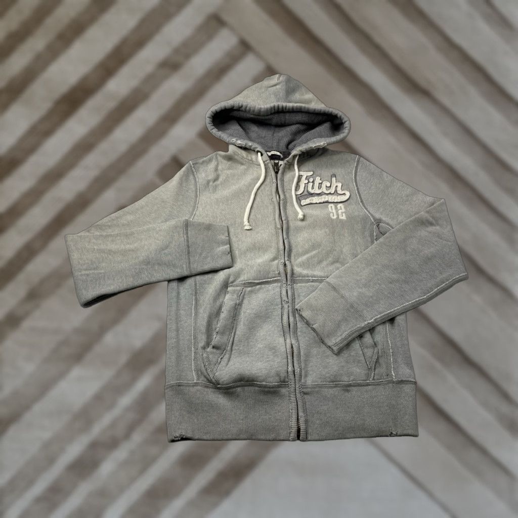 Abercrombie & Fitch VINTAGE Abercrombie & Fitch Hoodie Men Medium Gray Distressed Full Zip Muscle Fit Sweater M Size US M / EU 48-50 / 2 - 1 Thumbnail