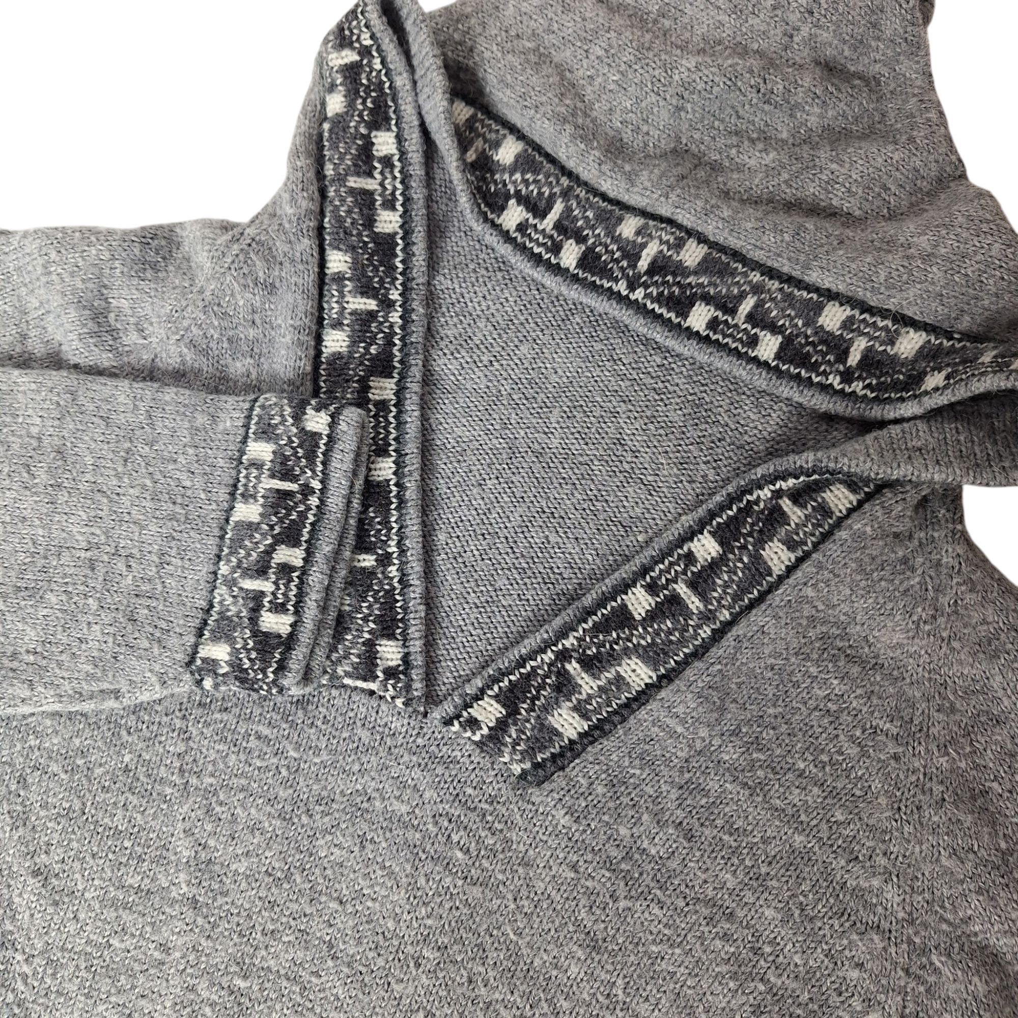 Other Vintage Grey Hooded Knit Fringe Tassel Baja Poncho Pullover Size S / US 4 / IT 40 - 1 Thumbnail