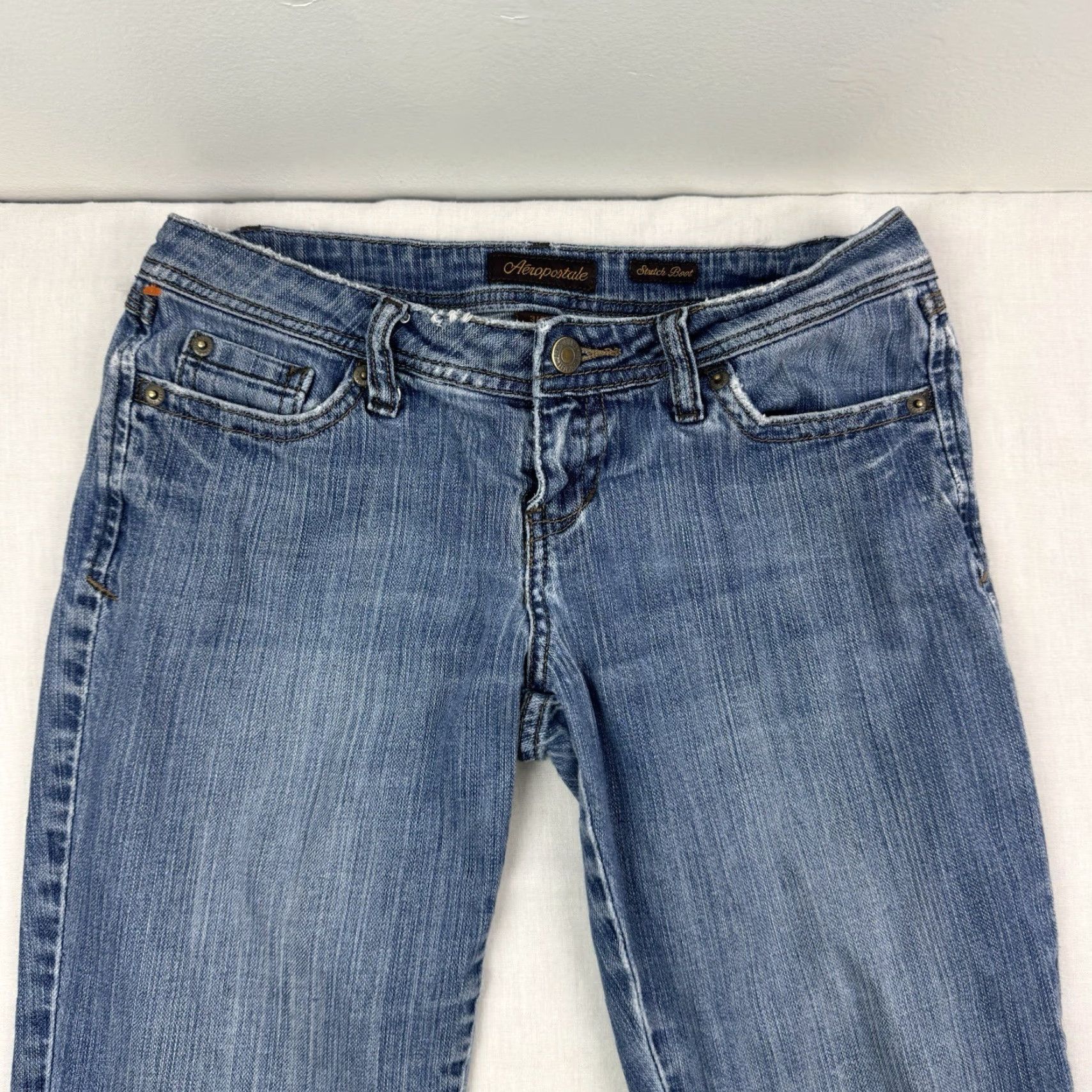Vintage VINTAGE Aeropostale Bootcut Jeans Womens 3 Regular Stretch Low Rise Blue Y2K Hipster Punk Size 26" / US 2 / IT 38 - 2 Thumbnail