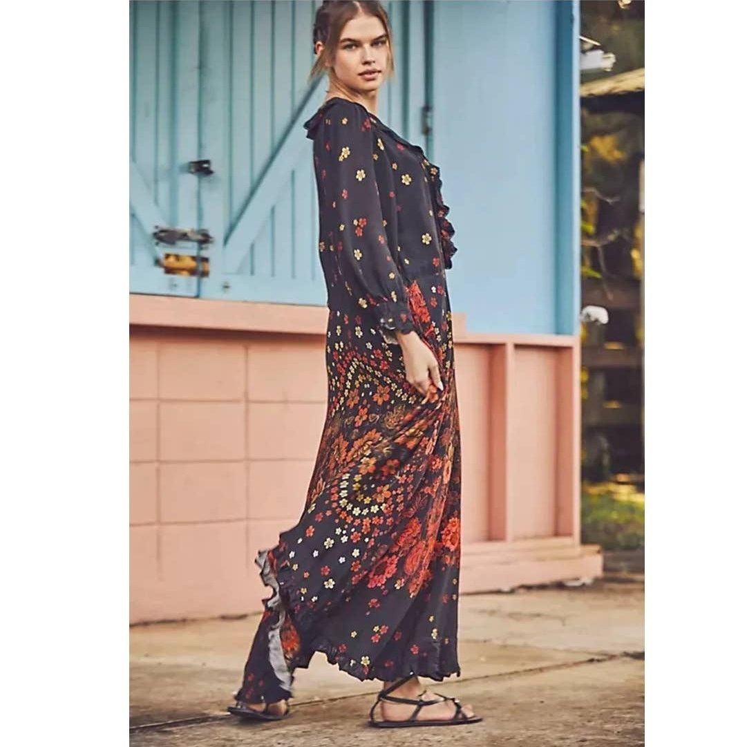 New Free People Talsey Floral Maxi Dress $198 X-SMALL