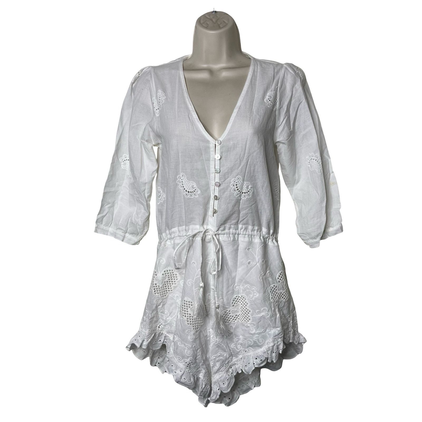 Spell SPELL Casablanca Playsuit MINI ROMPER in White SZ S Size 26" / US 2 / IT 38 - 2 Thumbnail