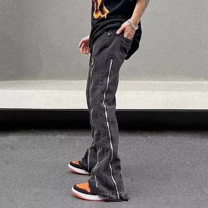 Japanese Brand Bell-bottom jeans with zippers retro hip hop style y2k Size US 30 / EU 46 - 4 Thumbnail