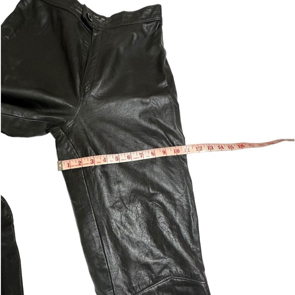 Vintage Vintage Marco Morani Black Leather Straight Leg Moto Pants S Size 26" / US 2 / IT 38 - 4 Thumbnail