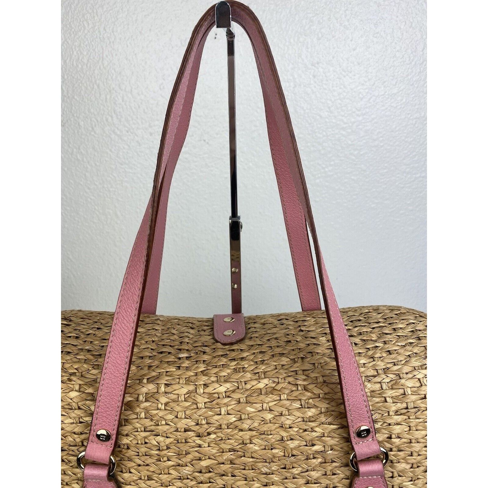 Kate Spade Kate Spade Straw Picnic Wine Bag Purse Basket Pink Leather Size ONE SIZE - 4 Thumbnail